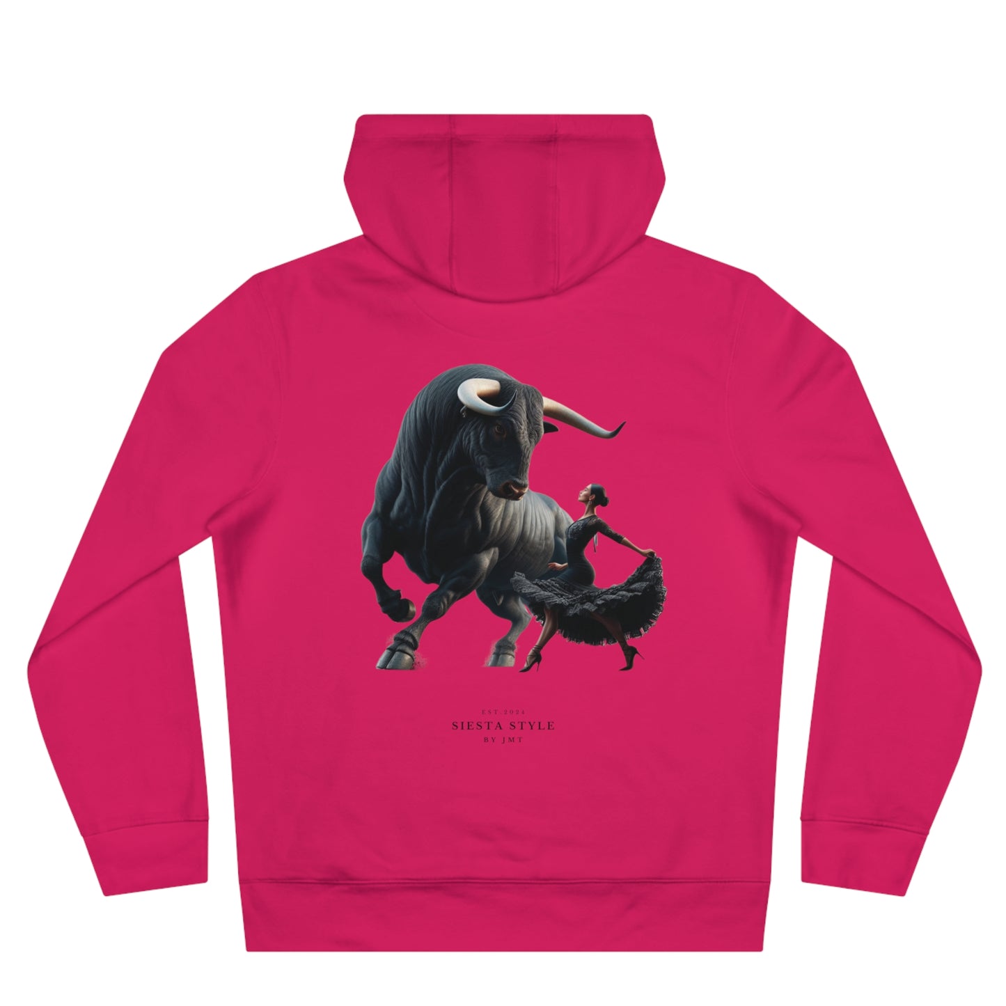 King Hooded Sweatshirt with Artistic Bull and Dancer Design