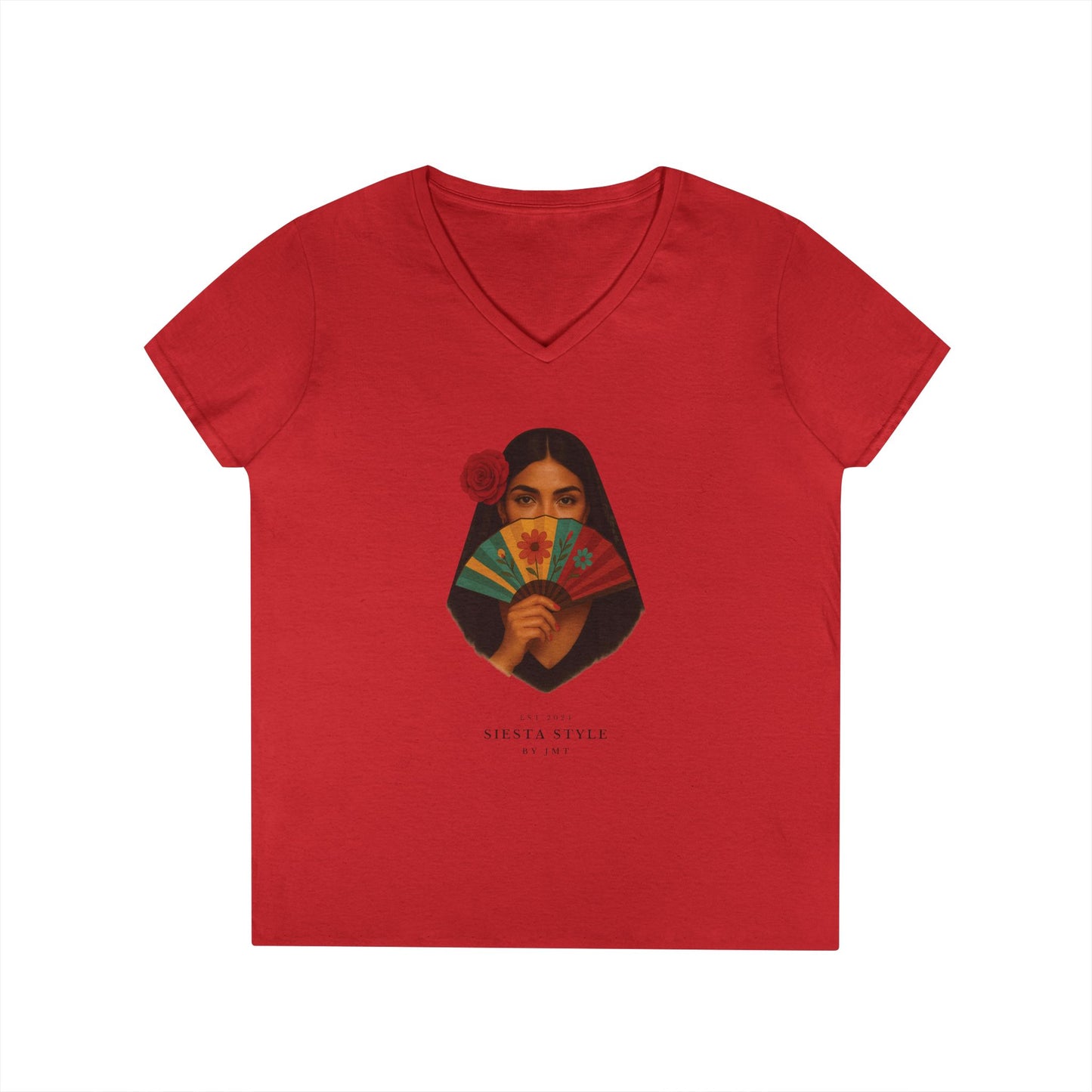 Spanish Lady T-Shirt – Unisex Cotton V-Neck for Summer & Culture | Siesta Style