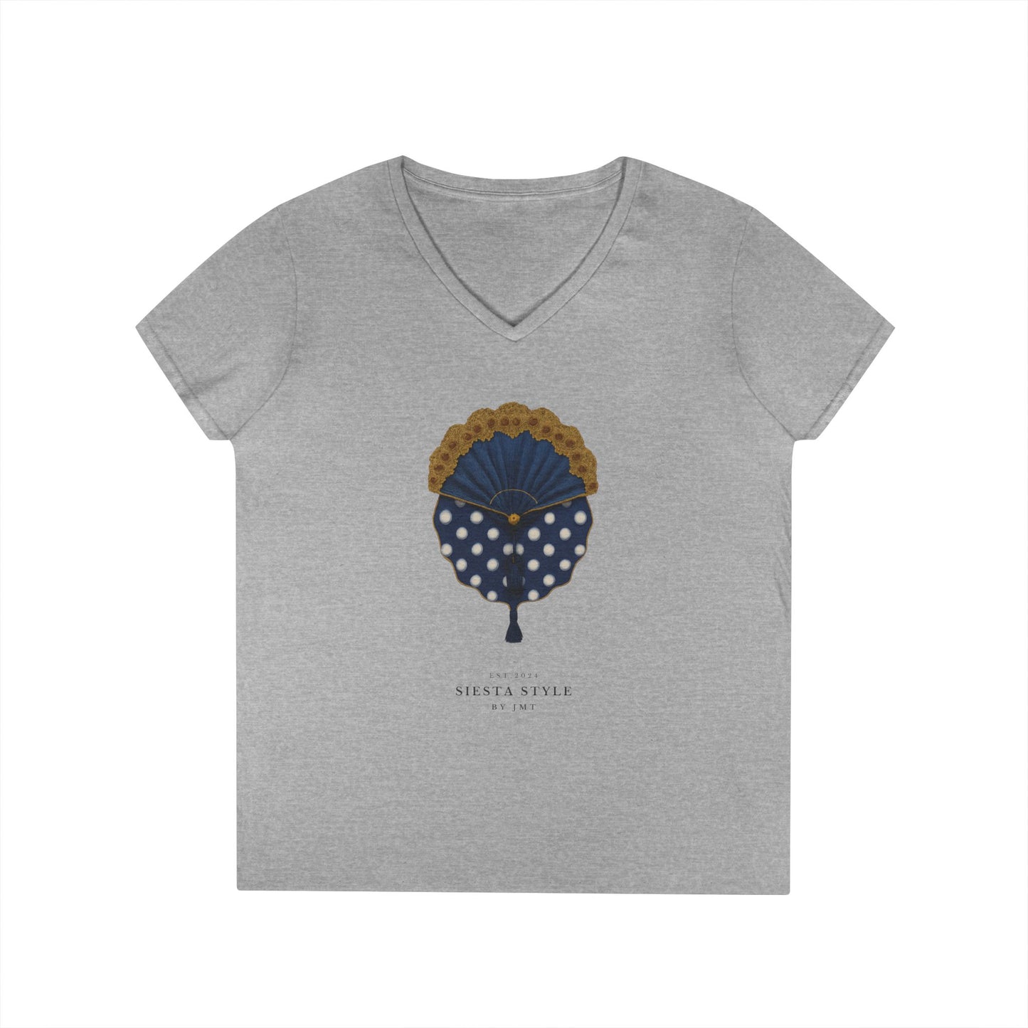 V-Neck T-Shirt - abanico flamenco