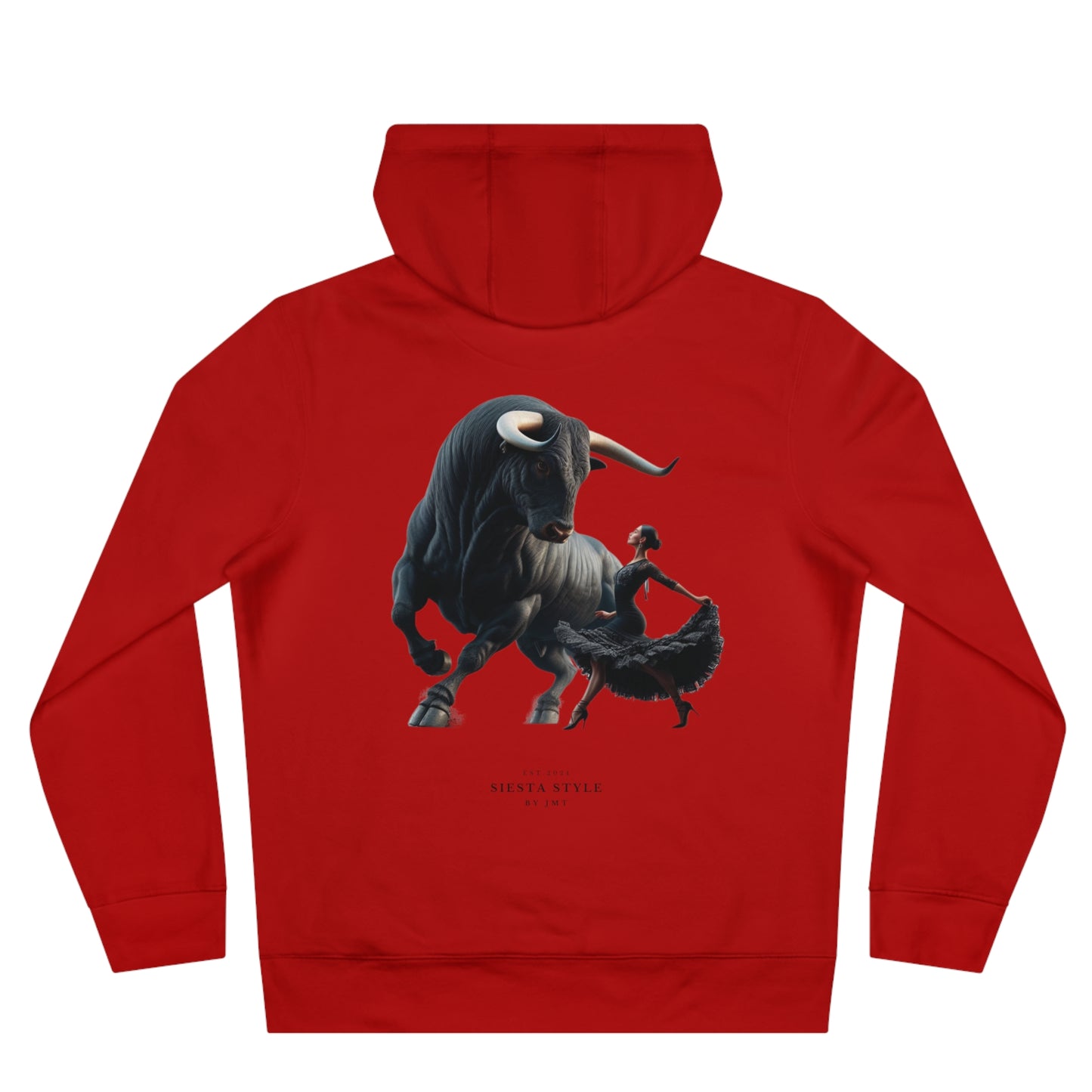 King Hooded Sweatshirt with Artistic Bull and Dancer Design