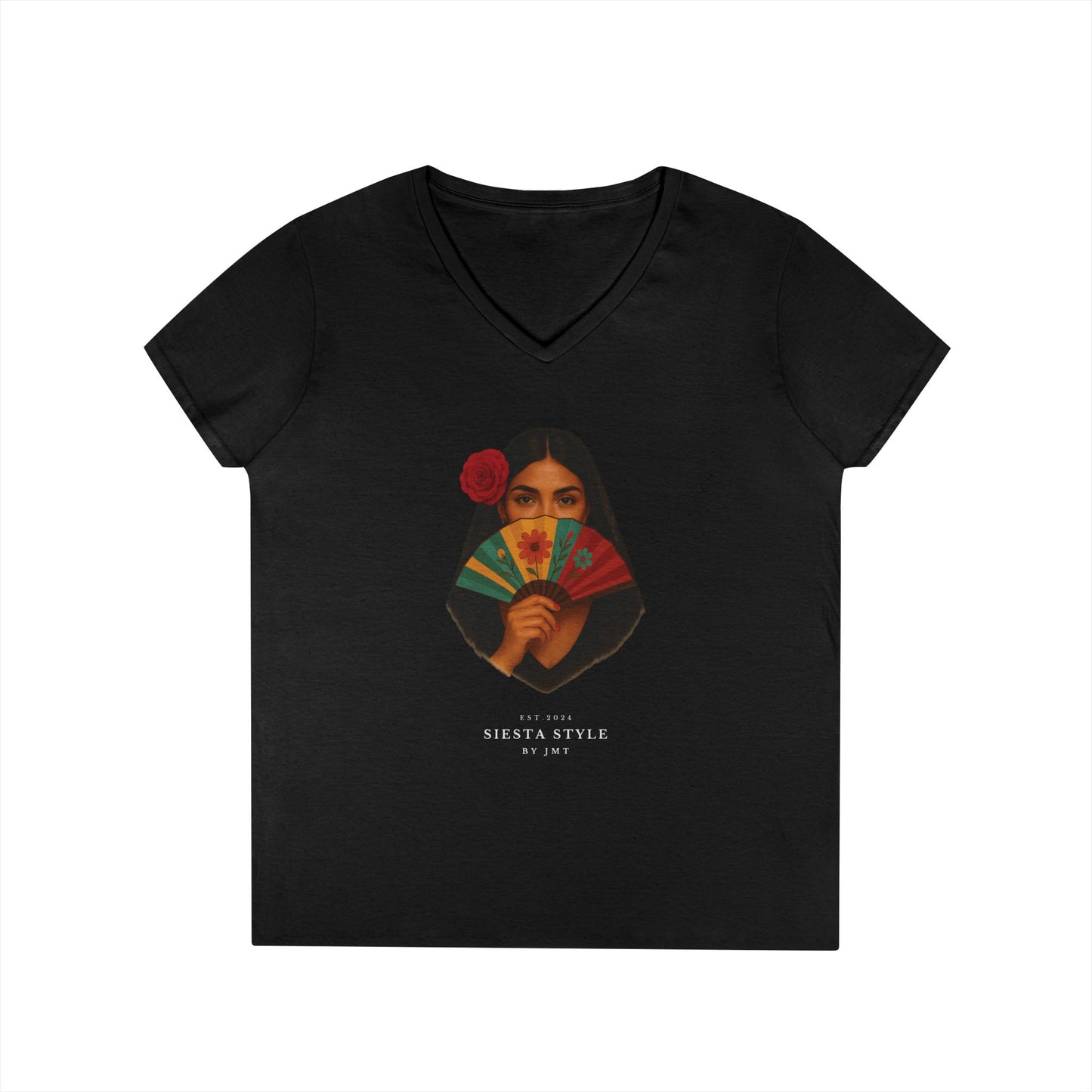 Spanish Lady T-Shirt – Unisex Cotton V-Neck for Summer & Culture | Siesta Style