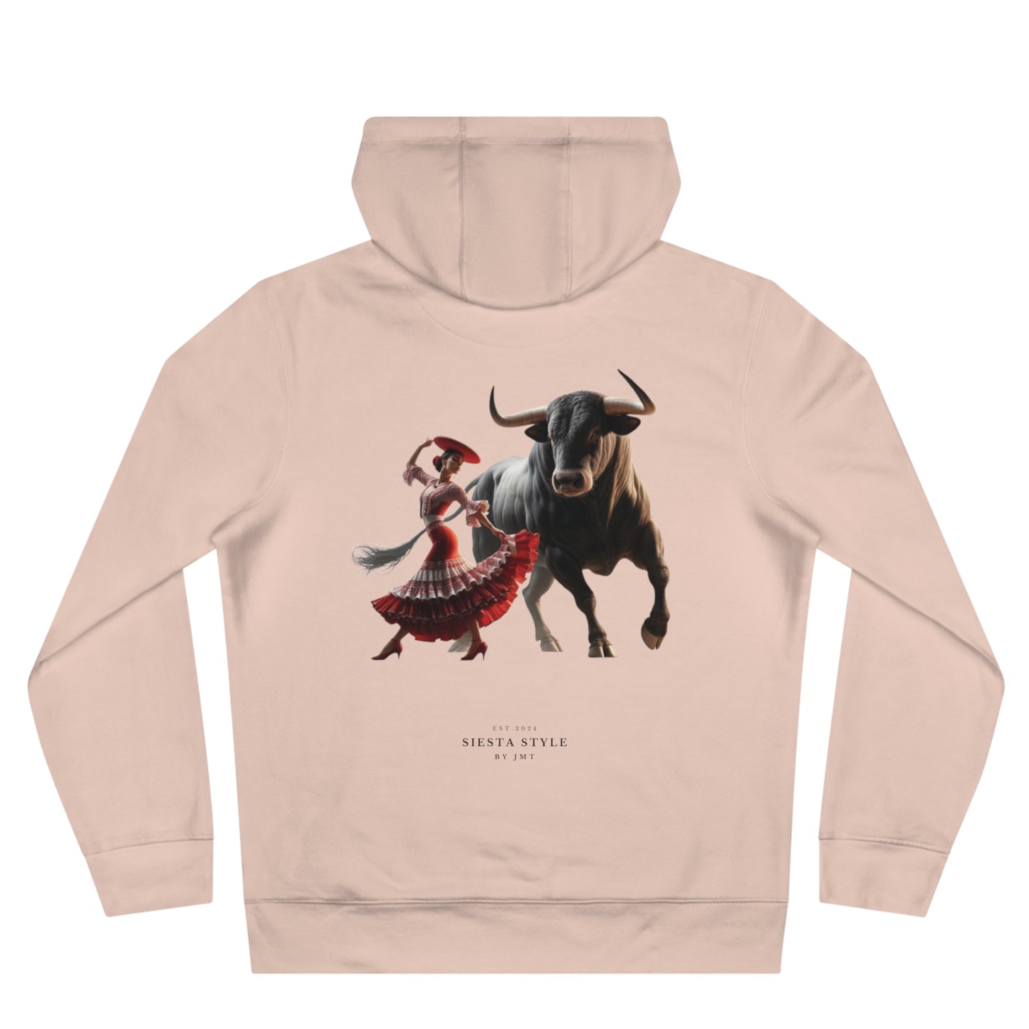 King Hooded Sweatshirt with Artistic Bull and Dancer Design