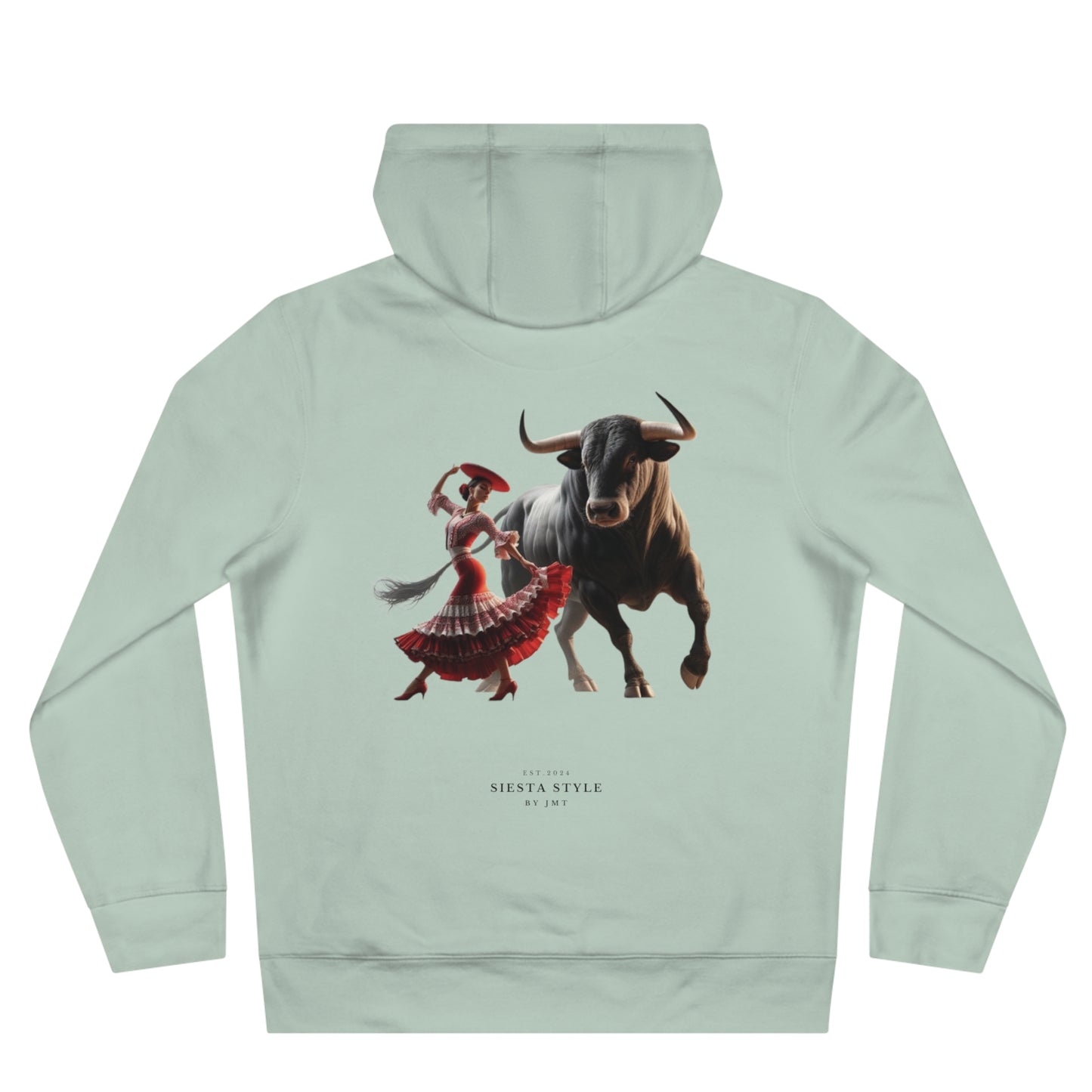 King Hooded Sweatshirt with Artistic Bull and Dancer Design