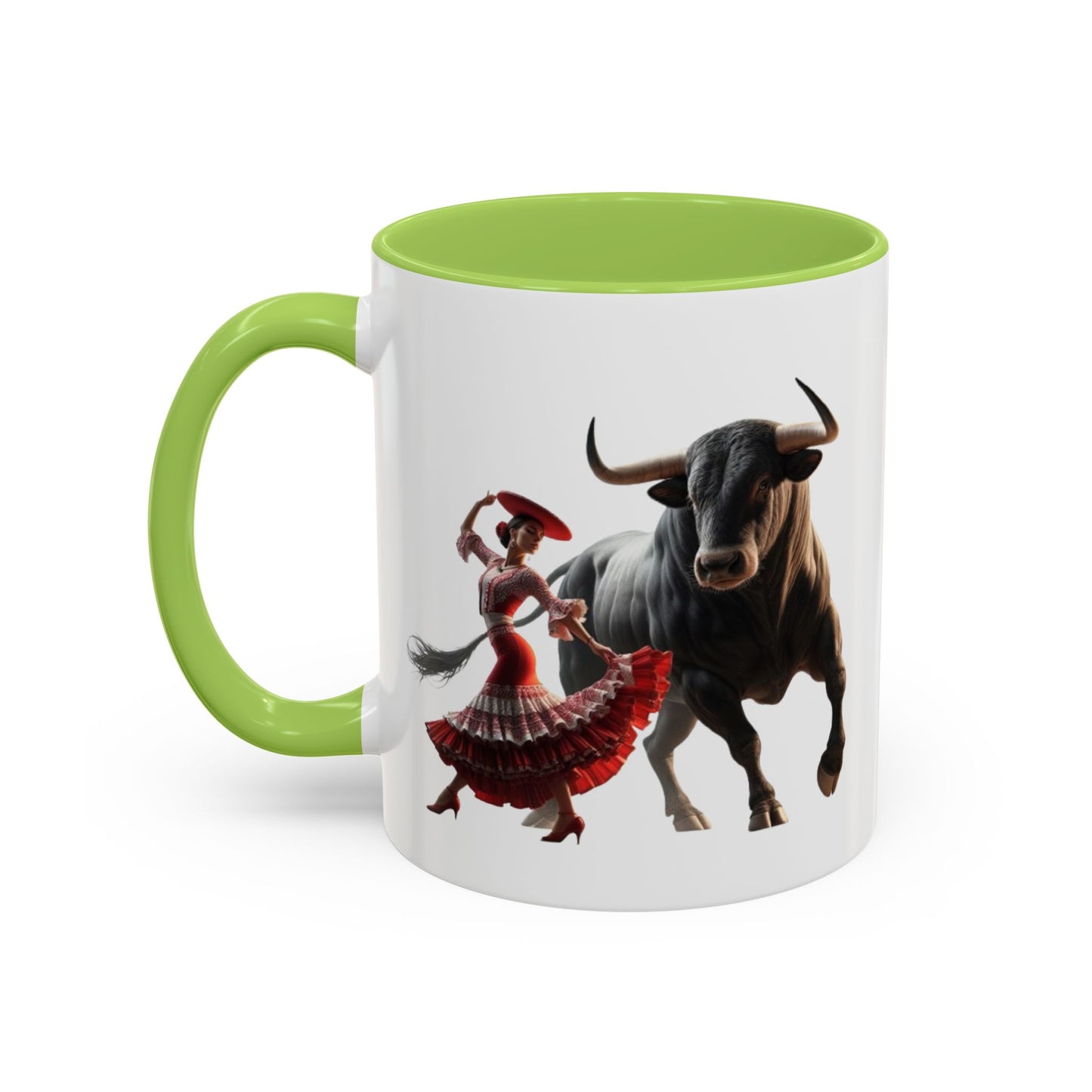 Tasse mit spanischem Motiv – Flamenco-Tänzerin und Stier