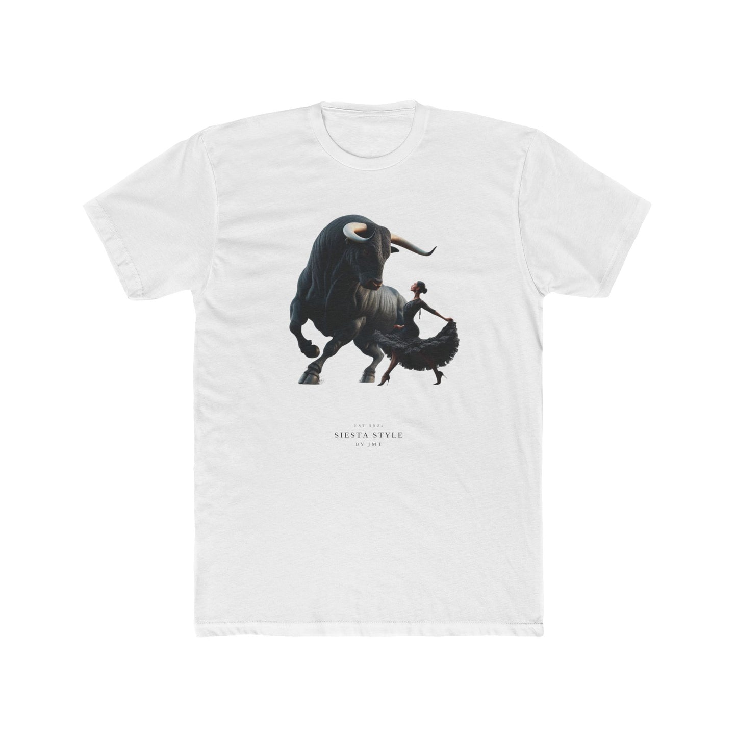 Artistic Unisex Cotton Crew Tee – Bold Bull & Dancer Design by Siesta-Style
