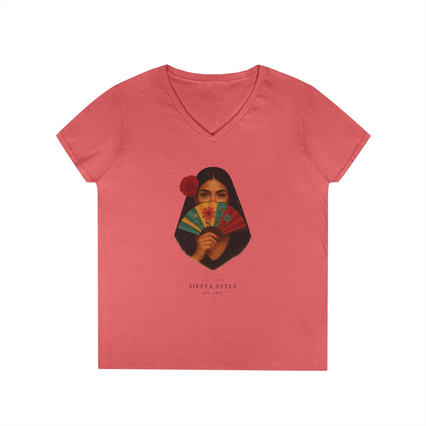 Spanish Lady T-Shirt – Unisex Cotton V-Neck for Summer & Culture | Siesta Style