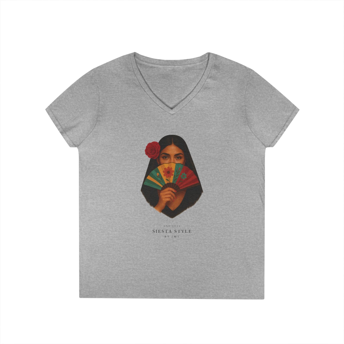 Spanish Lady T-Shirt – Unisex Cotton V-Neck for Summer & Culture | Siesta Style