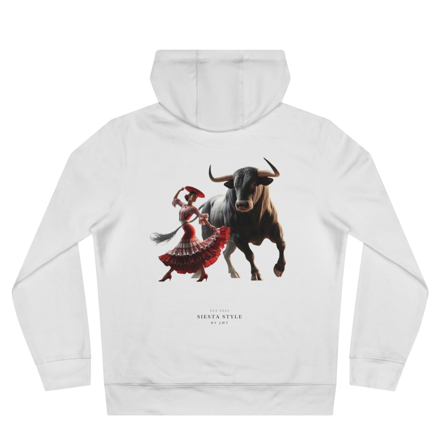 King Hooded Sweatshirt with Artistic Bull and Dancer Design