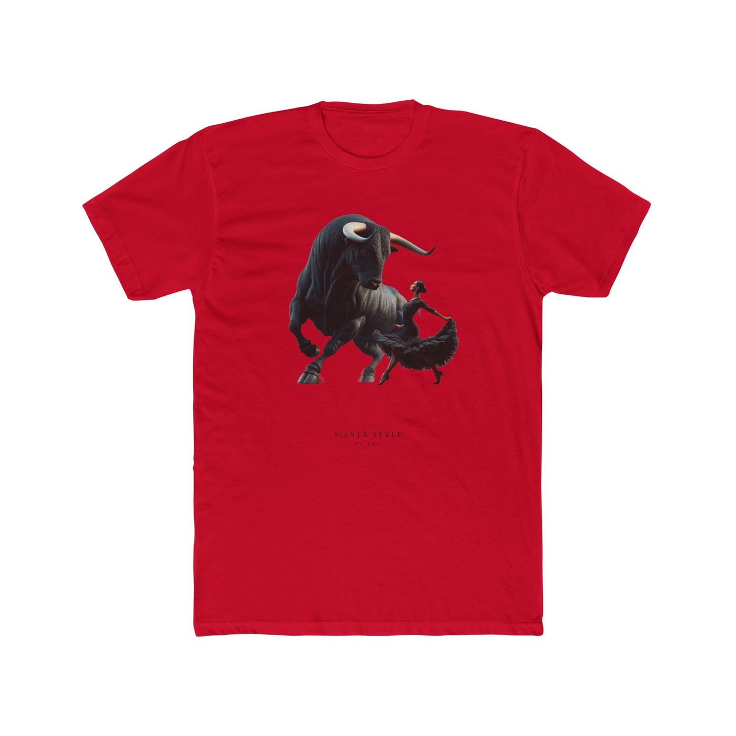 Artistic Unisex Cotton Crew Tee – Bold Bull & Dancer Design by Siesta-Style