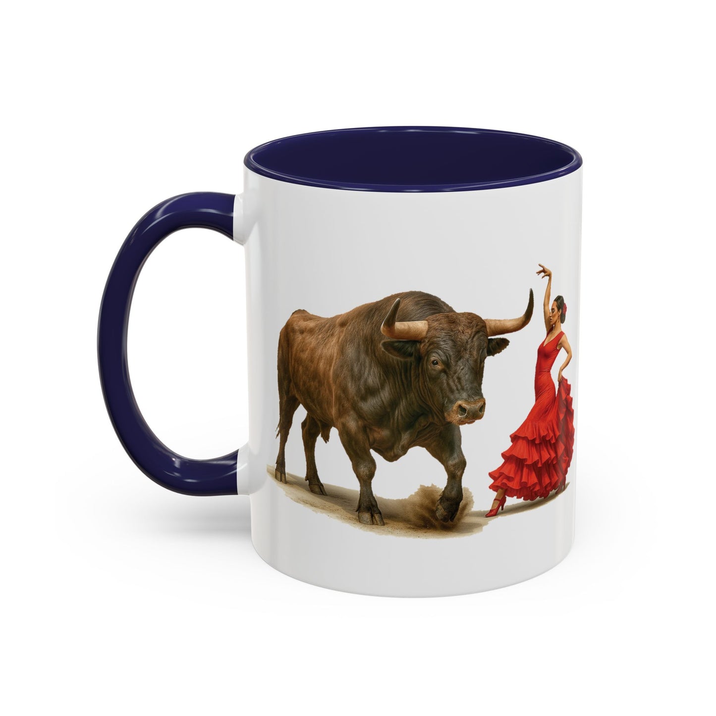 Kaffeetasse mit spanischer Kultur – Flamenco- und Stier-Design
