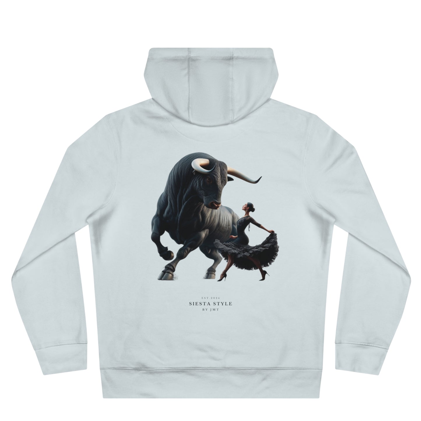 King Hooded Sweatshirt with Artistic Bull and Dancer Design