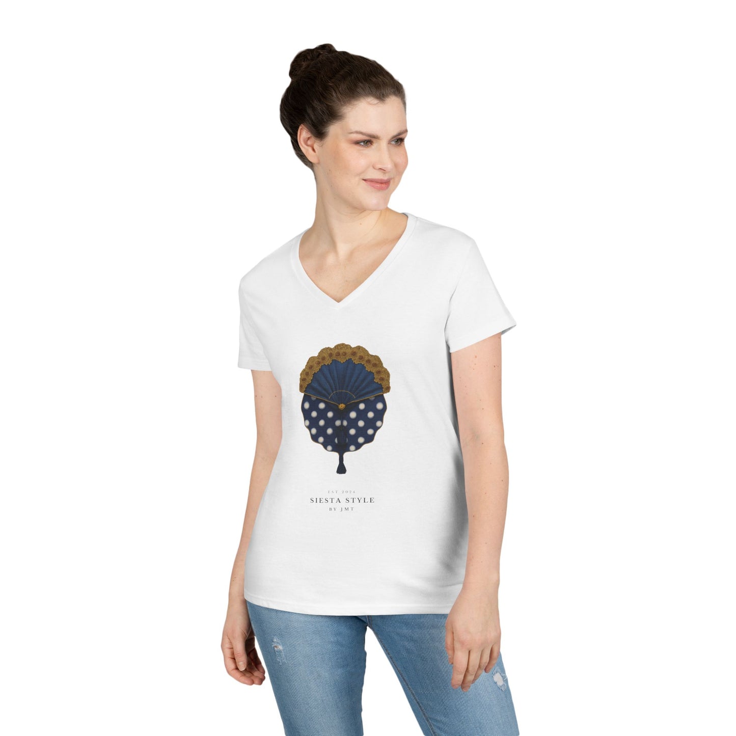 V-Neck T-Shirt - abanico flamenco