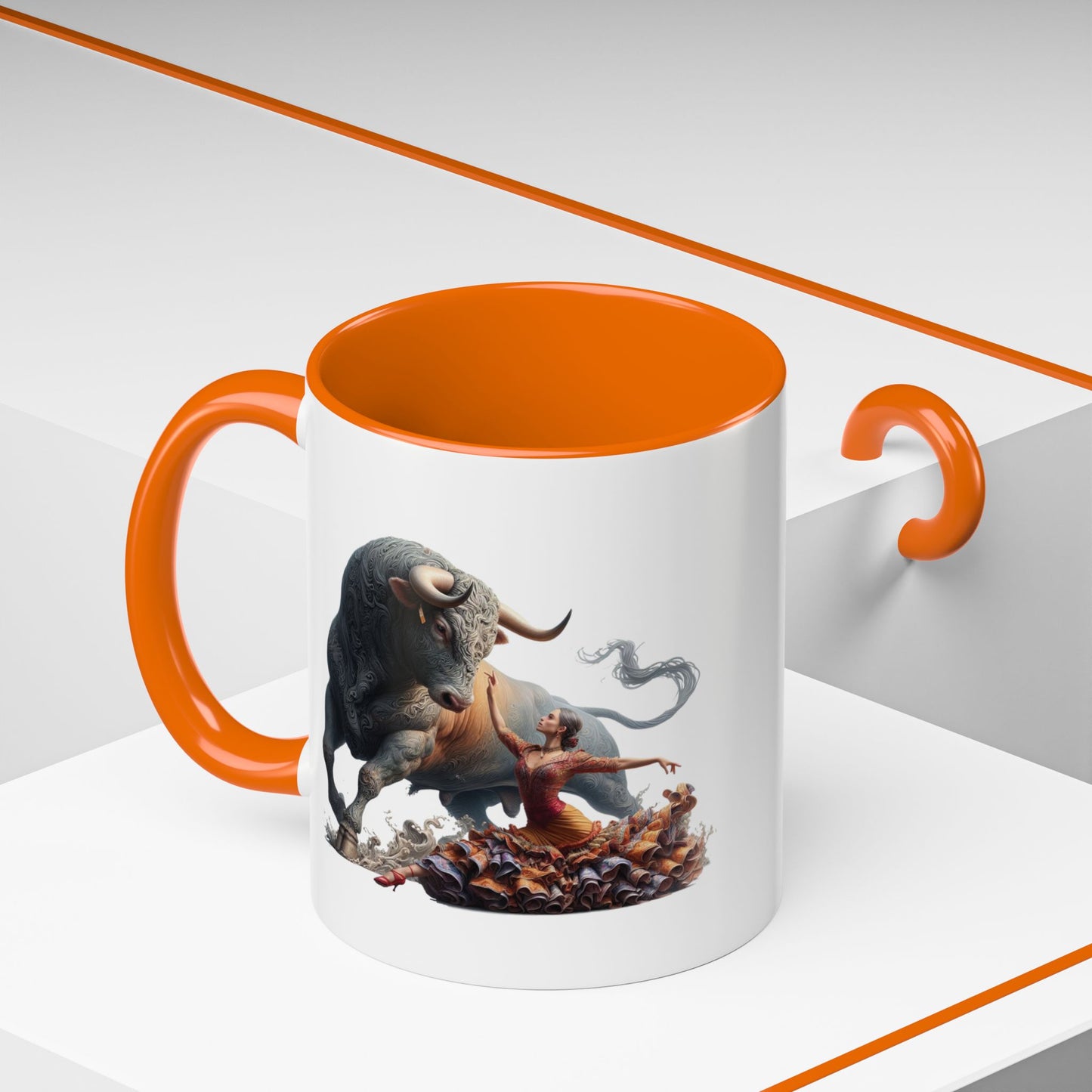 Kaffeetasse mit spanischer Kultur – Flamenco- und Fliesendesign
