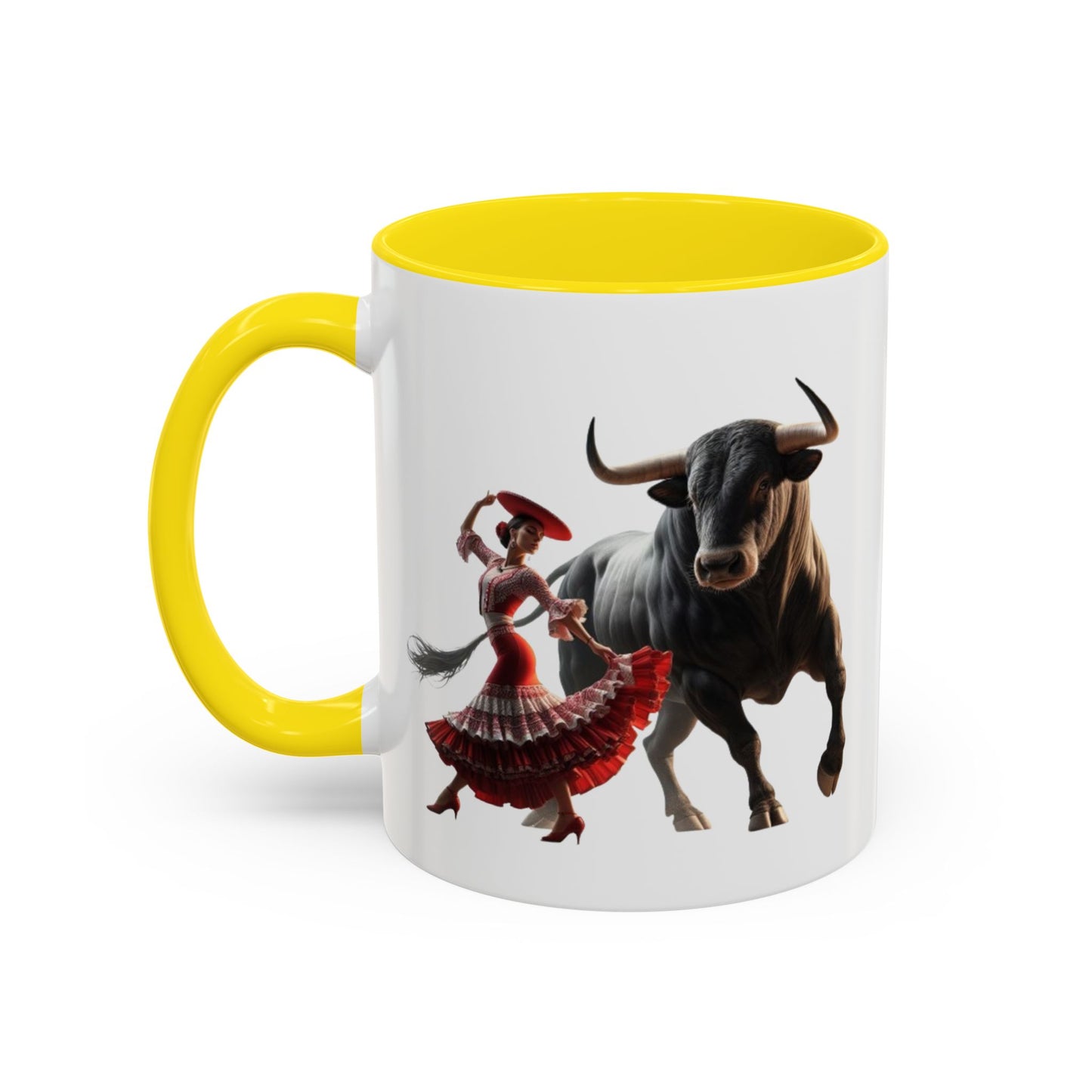 Tasse mit spanischem Motiv – Flamenco-Tänzerin und Stier