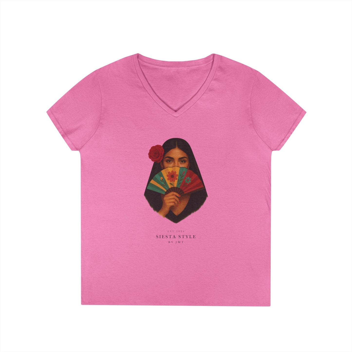 Spanish Lady T-Shirt – Unisex Cotton V-Neck for Summer & Culture | Siesta Style
