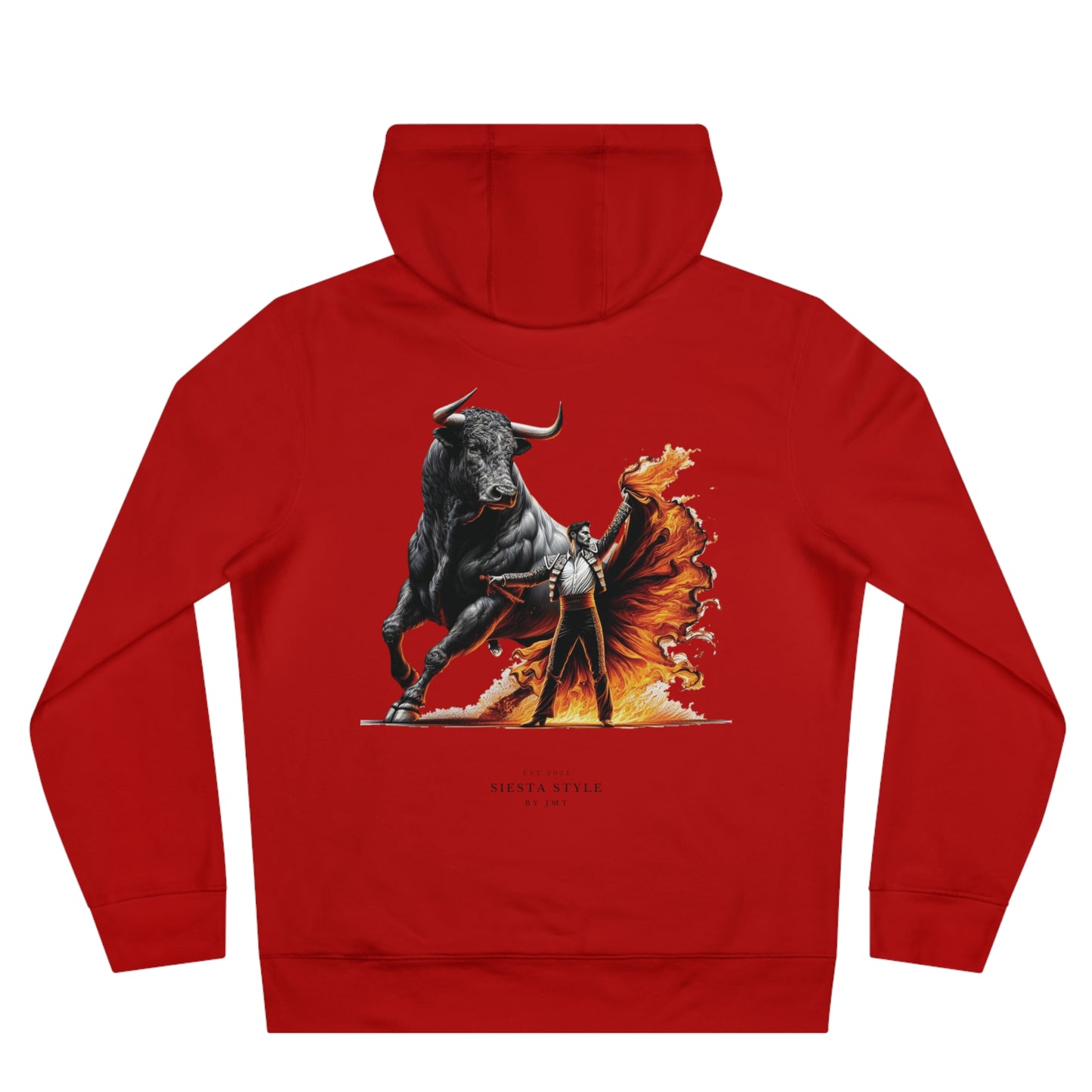 King Hooded Sweatshirt with Artistic Bull and Dancer Design