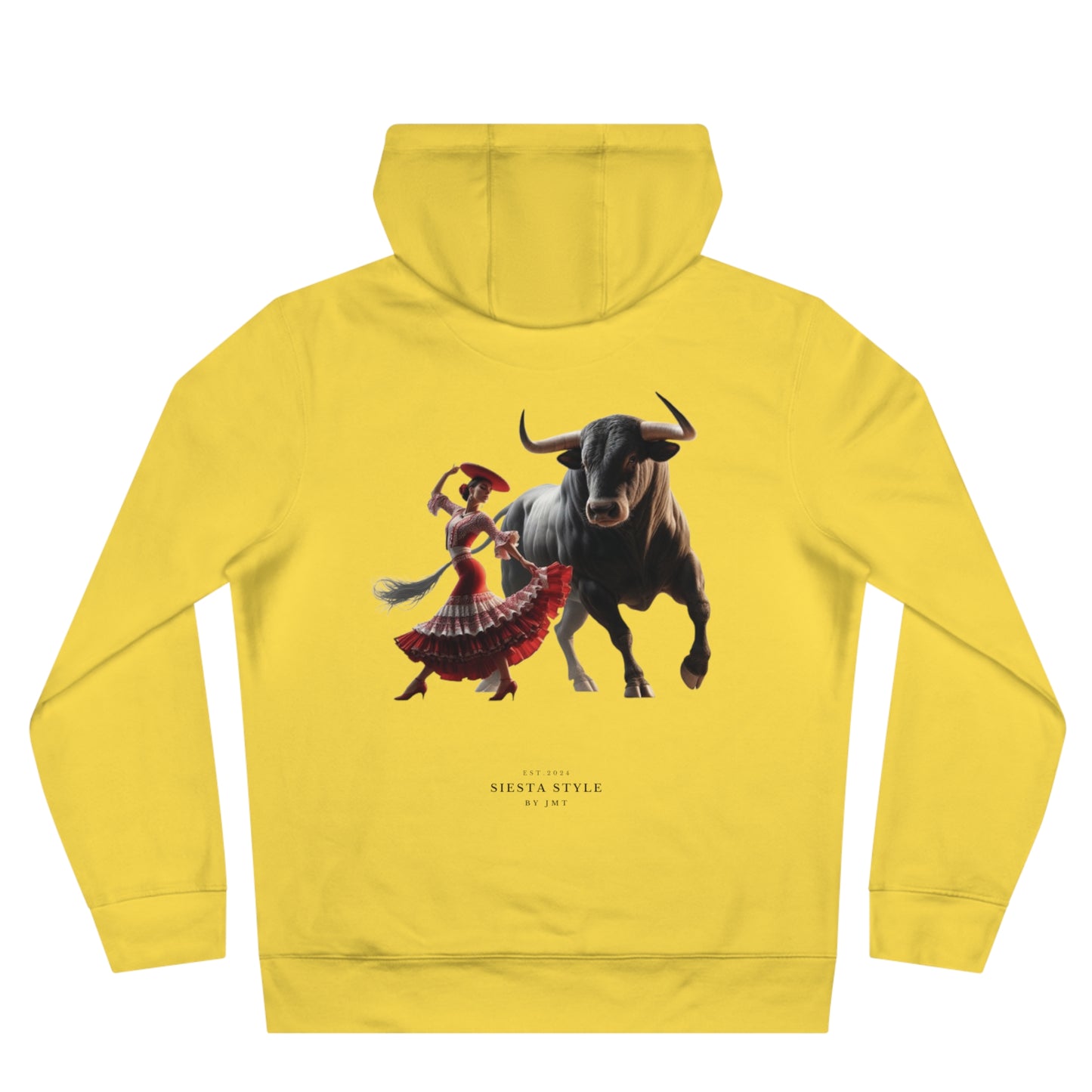 King Hooded Sweatshirt with Artistic Bull and Dancer Design