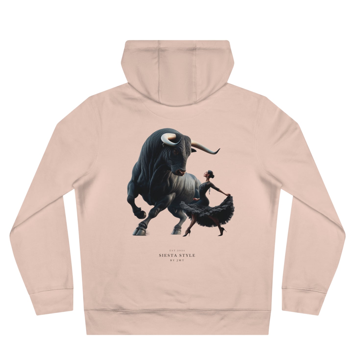 King Hooded Sweatshirt with Artistic Bull and Dancer Design
