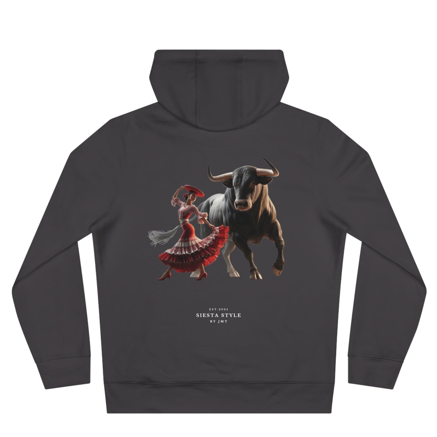 King Hooded Sweatshirt with Artistic Bull and Dancer Design
