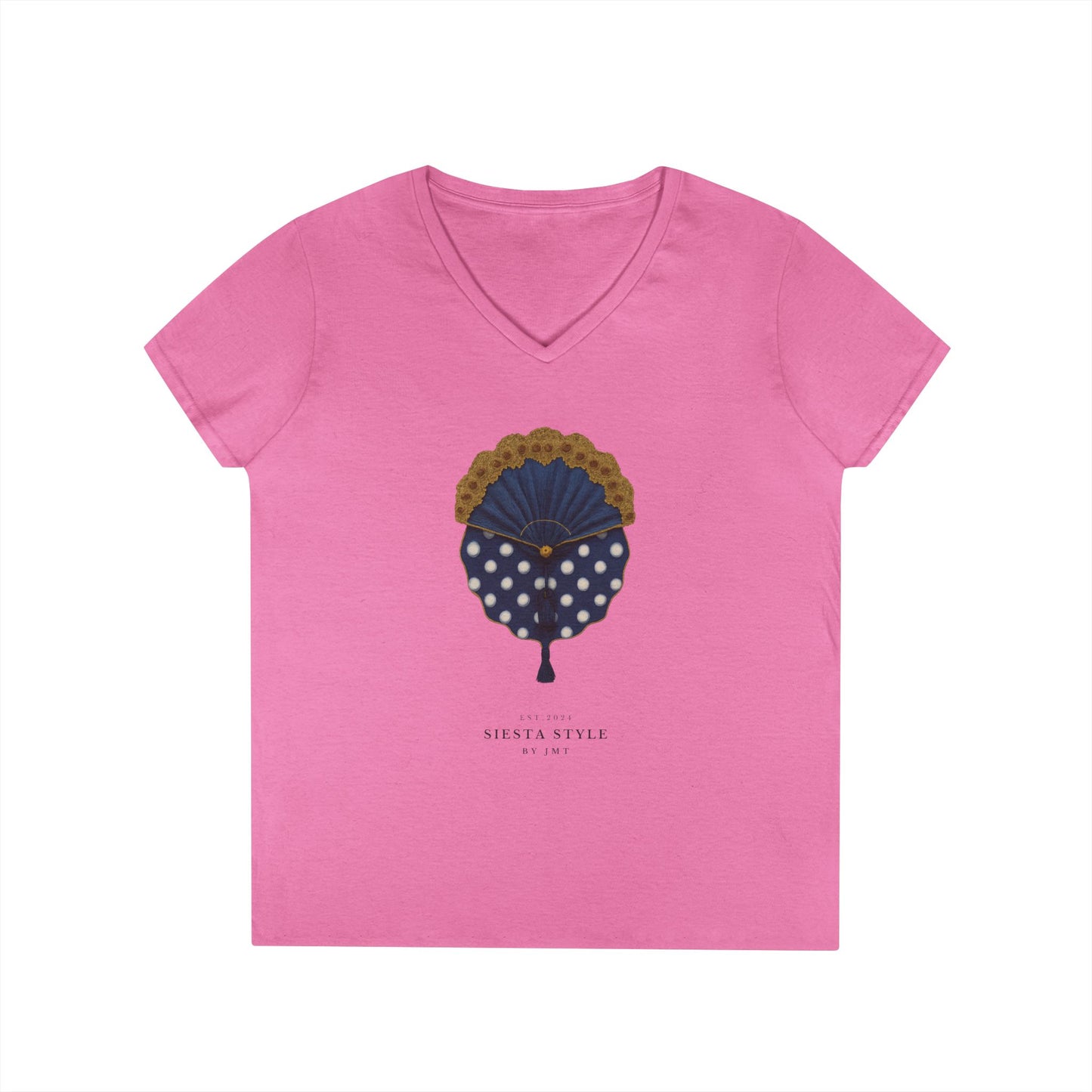 V-Neck T-Shirt - abanico flamenco