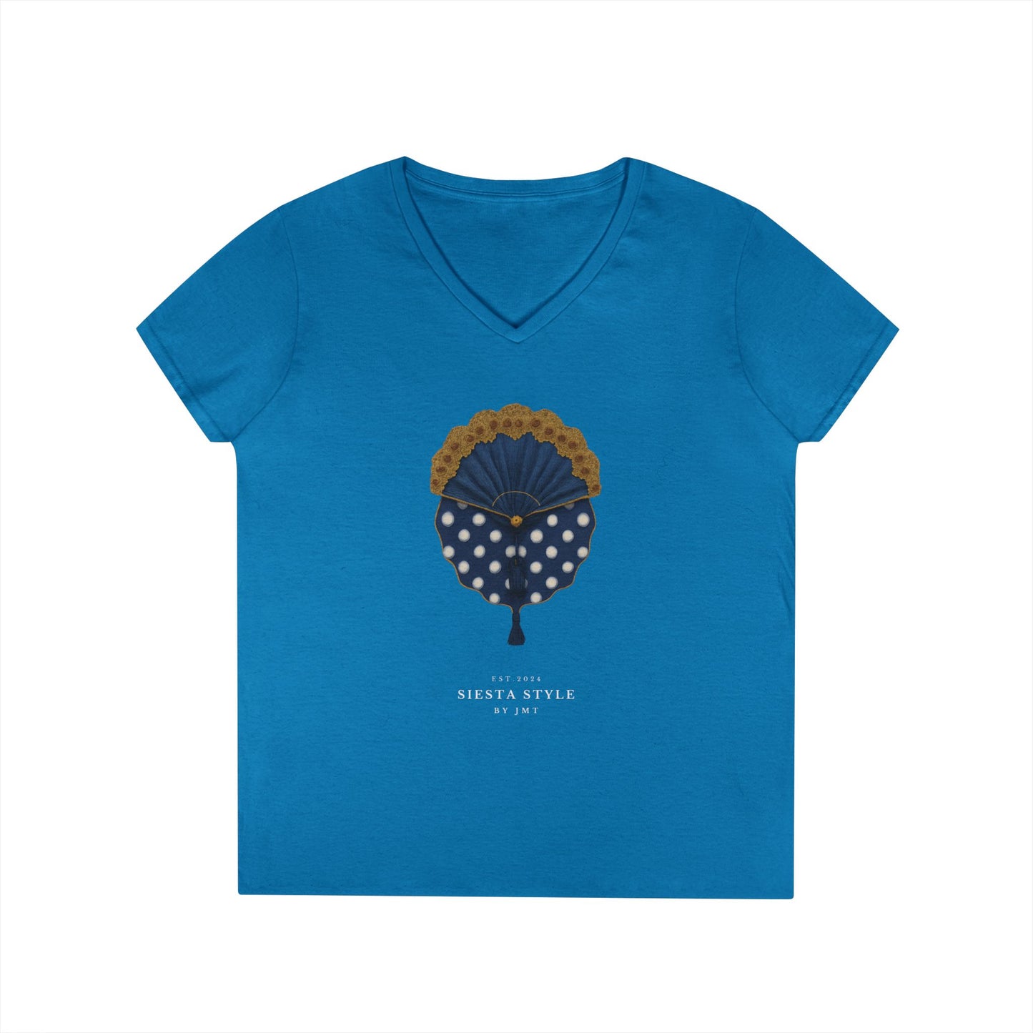 V-Neck T-Shirt - abanico flamenco