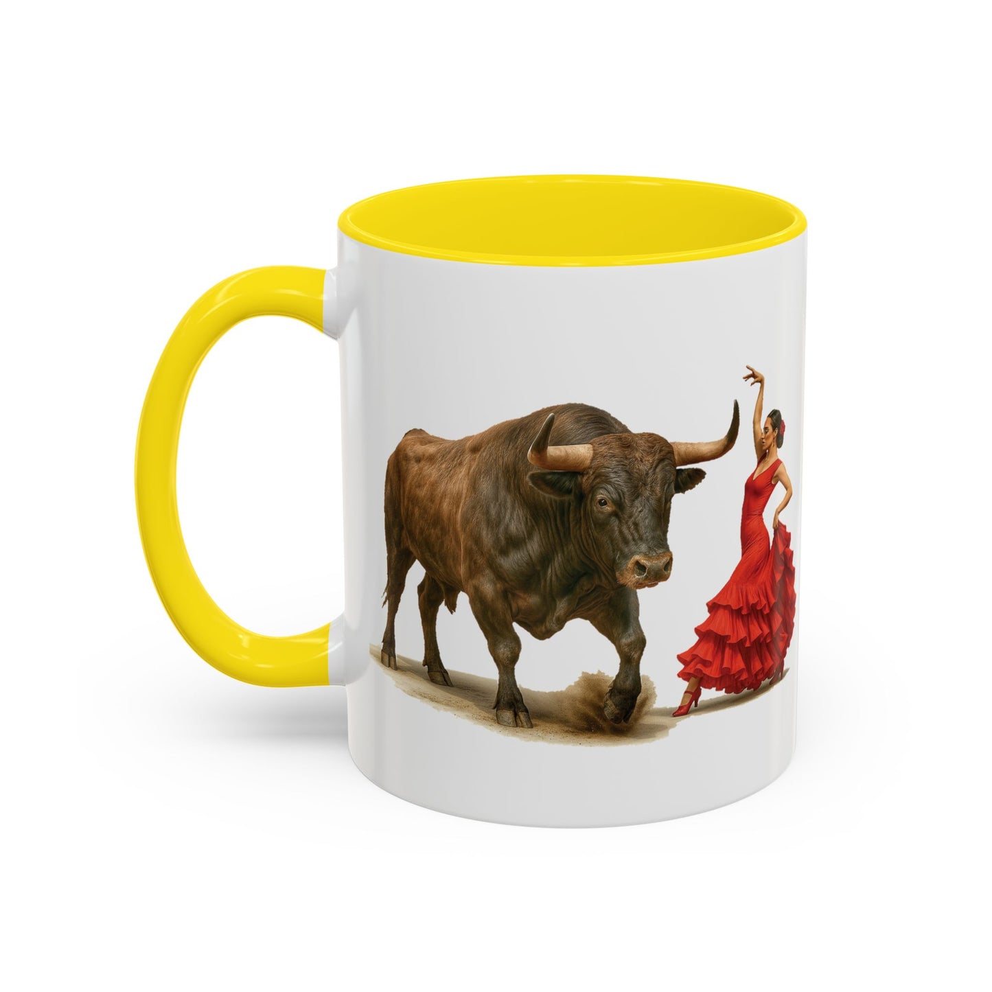 Kaffeetasse mit spanischer Kultur – Flamenco- und Stier-Design