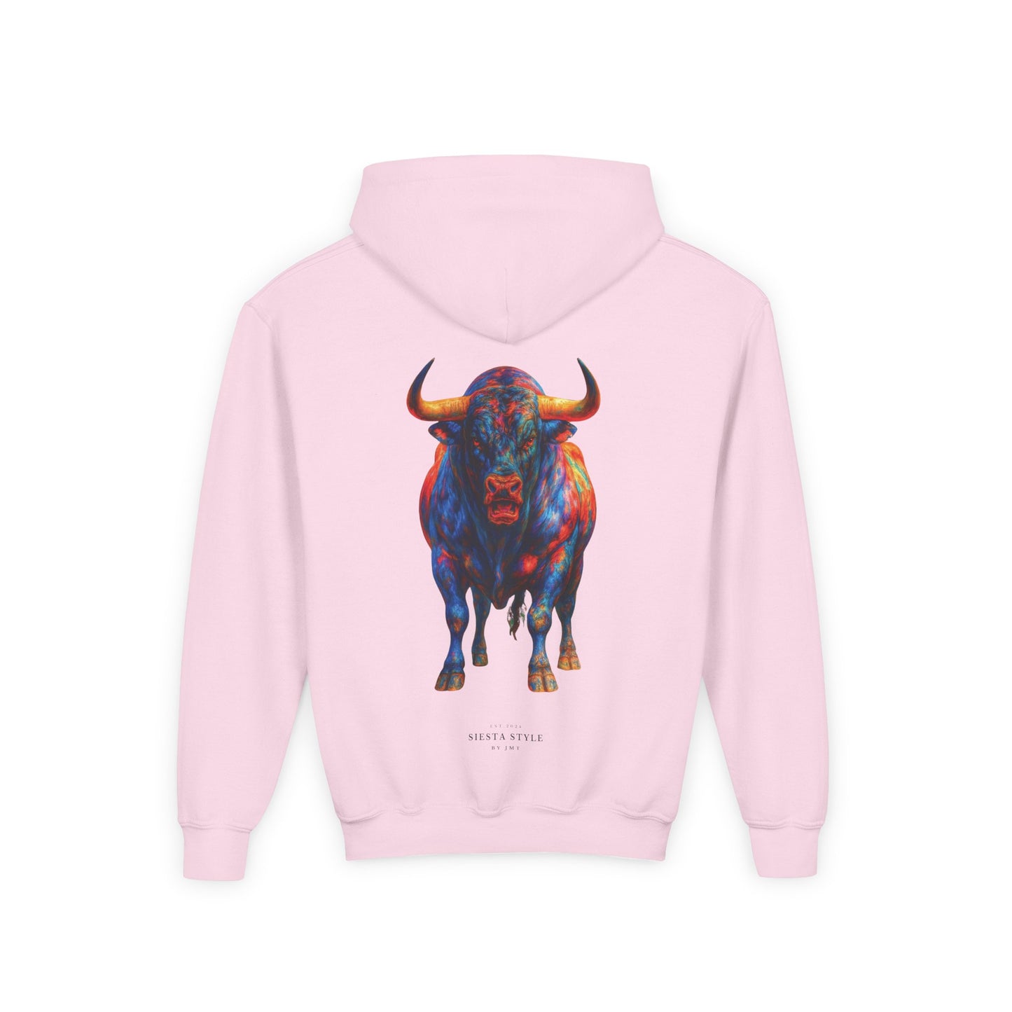 Colorful Bull Youth Hoodie, Vibrant Graphic Sweatshirt for Kids