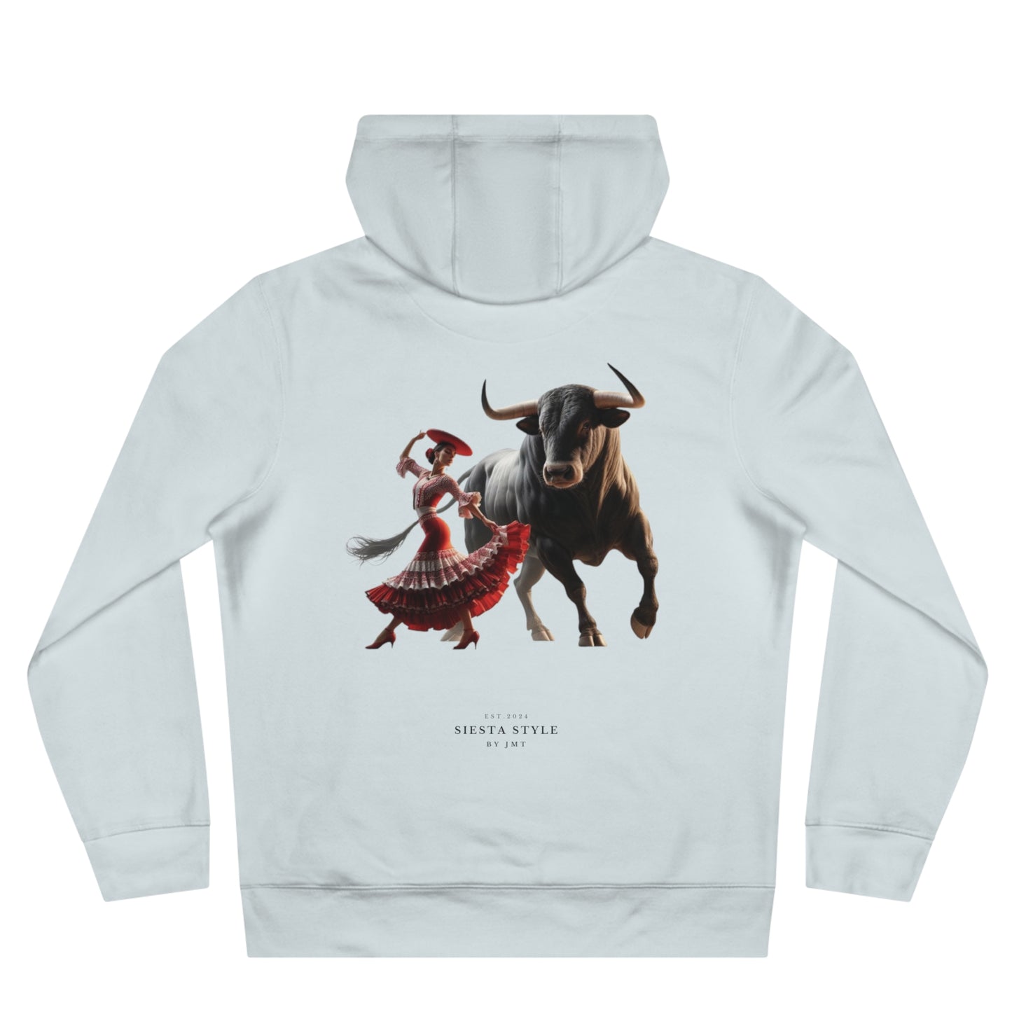 King Hooded Sweatshirt with Artistic Bull and Dancer Design