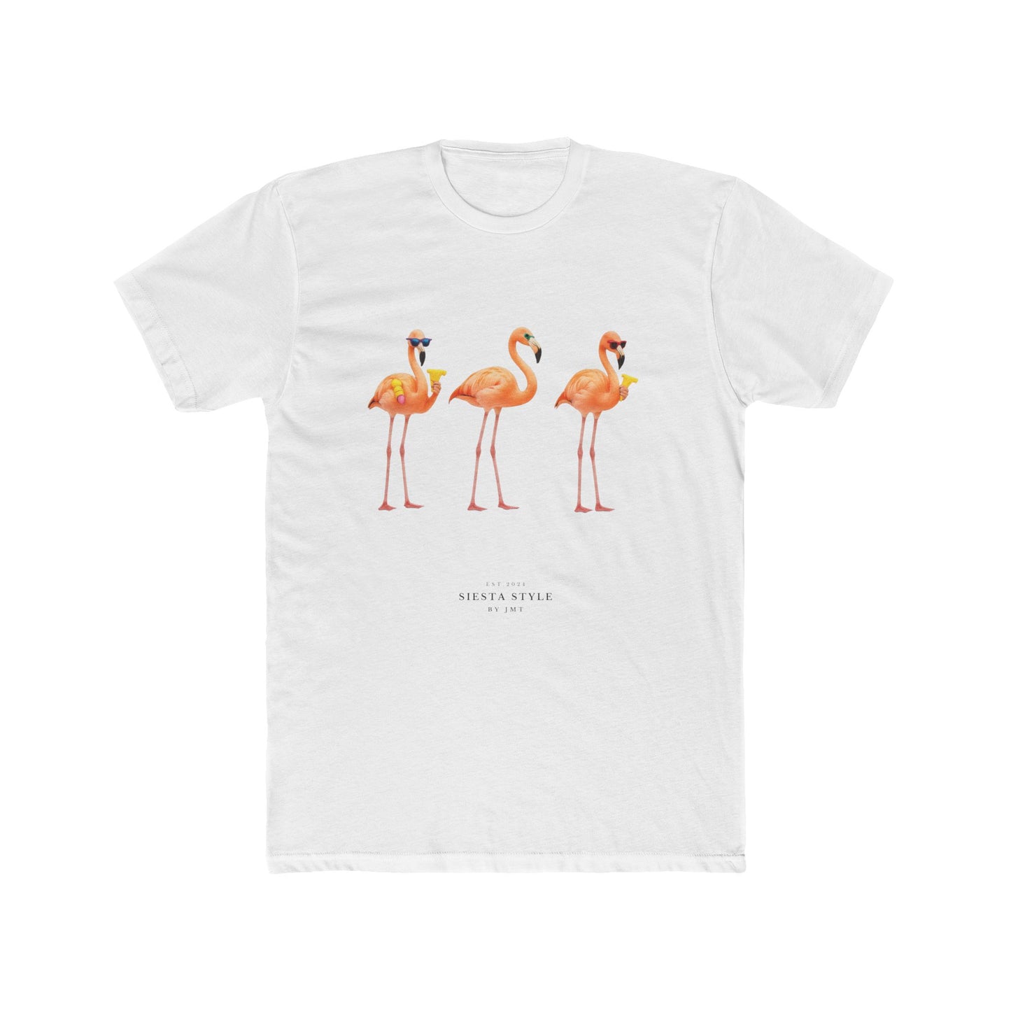 Dancing Flamingos T-Shirt – Unisex Summer Cotton Tee | Siesta Style