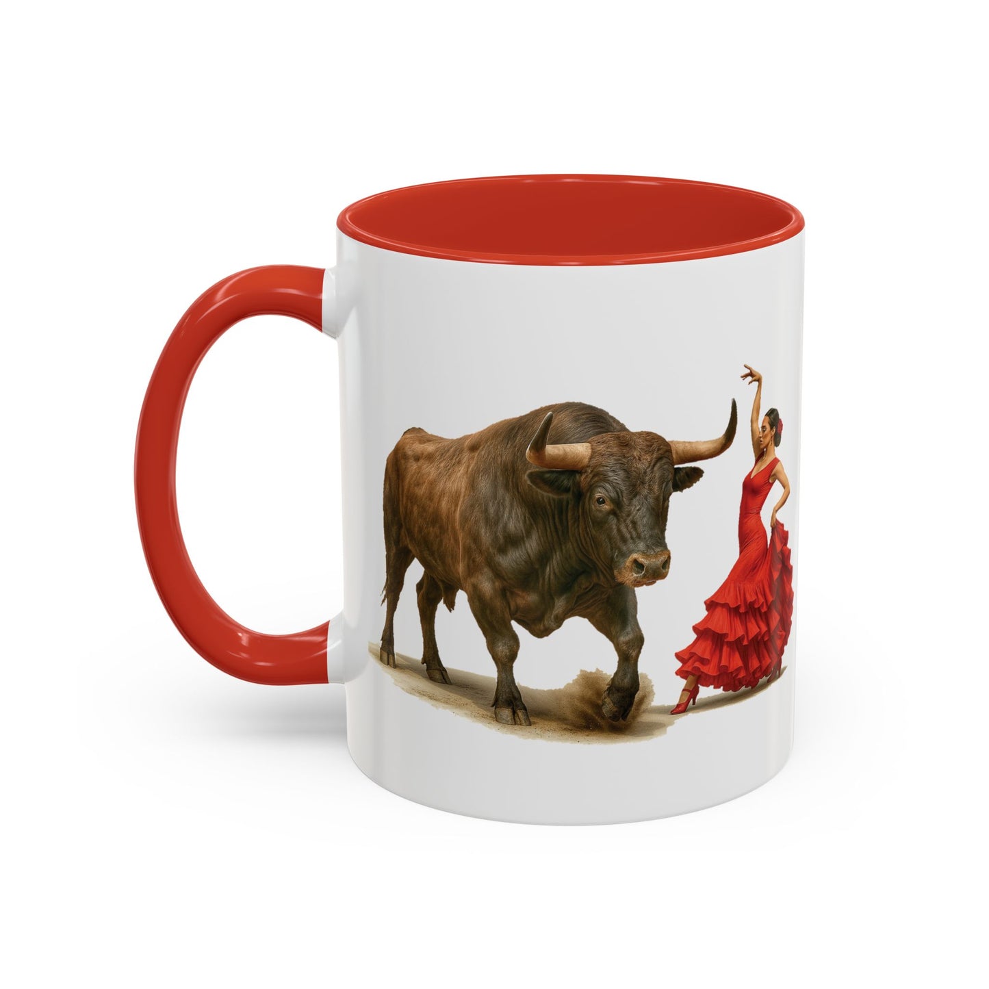 Kaffeetasse mit spanischer Kultur – Flamenco- und Stier-Design