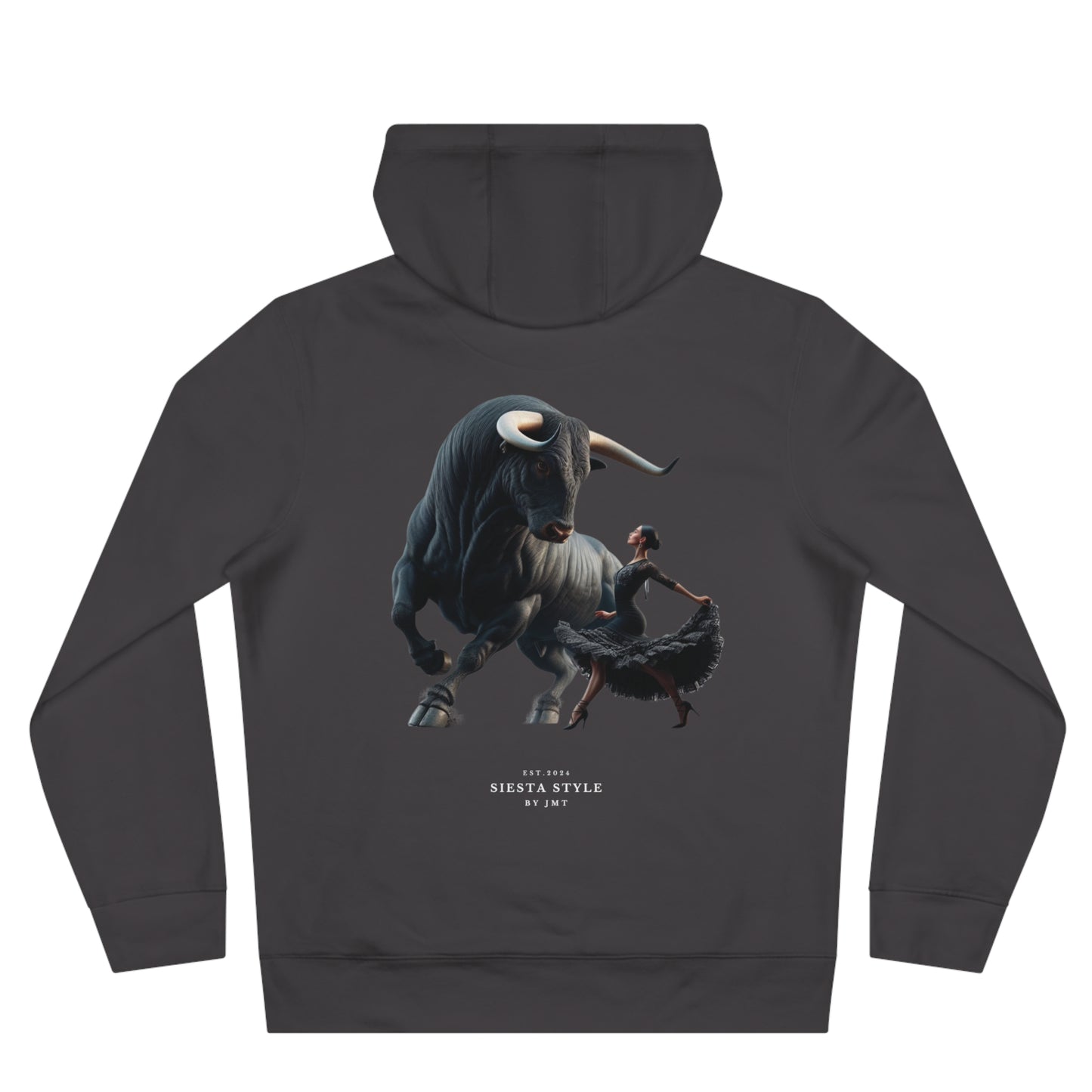 King Hooded Sweatshirt with Artistic Bull and Dancer Design