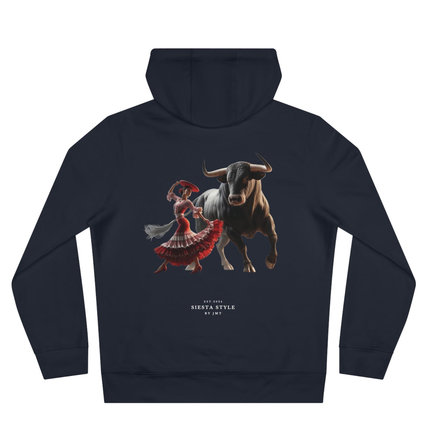 King Hooded Sweatshirt with Artistic Bull and Dancer Design