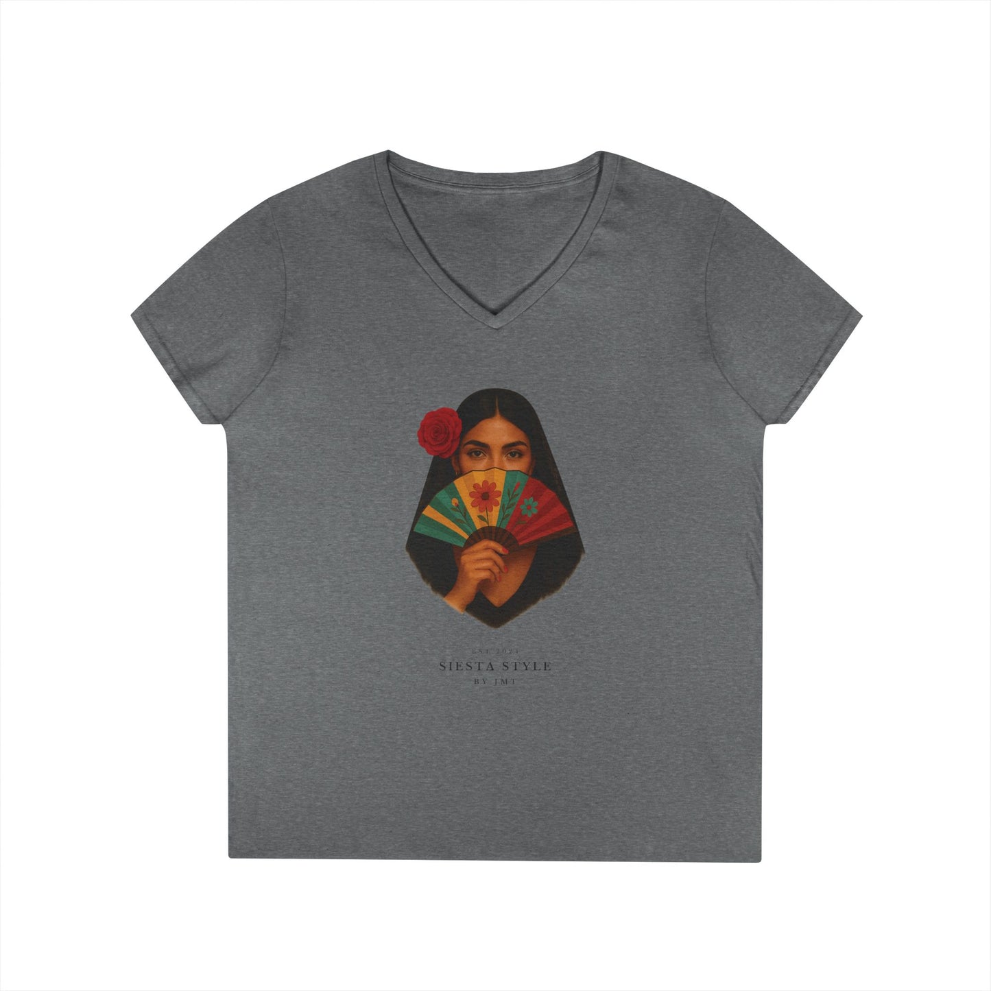 Spanish Lady T-Shirt – Unisex Cotton V-Neck for Summer & Culture | Siesta Style