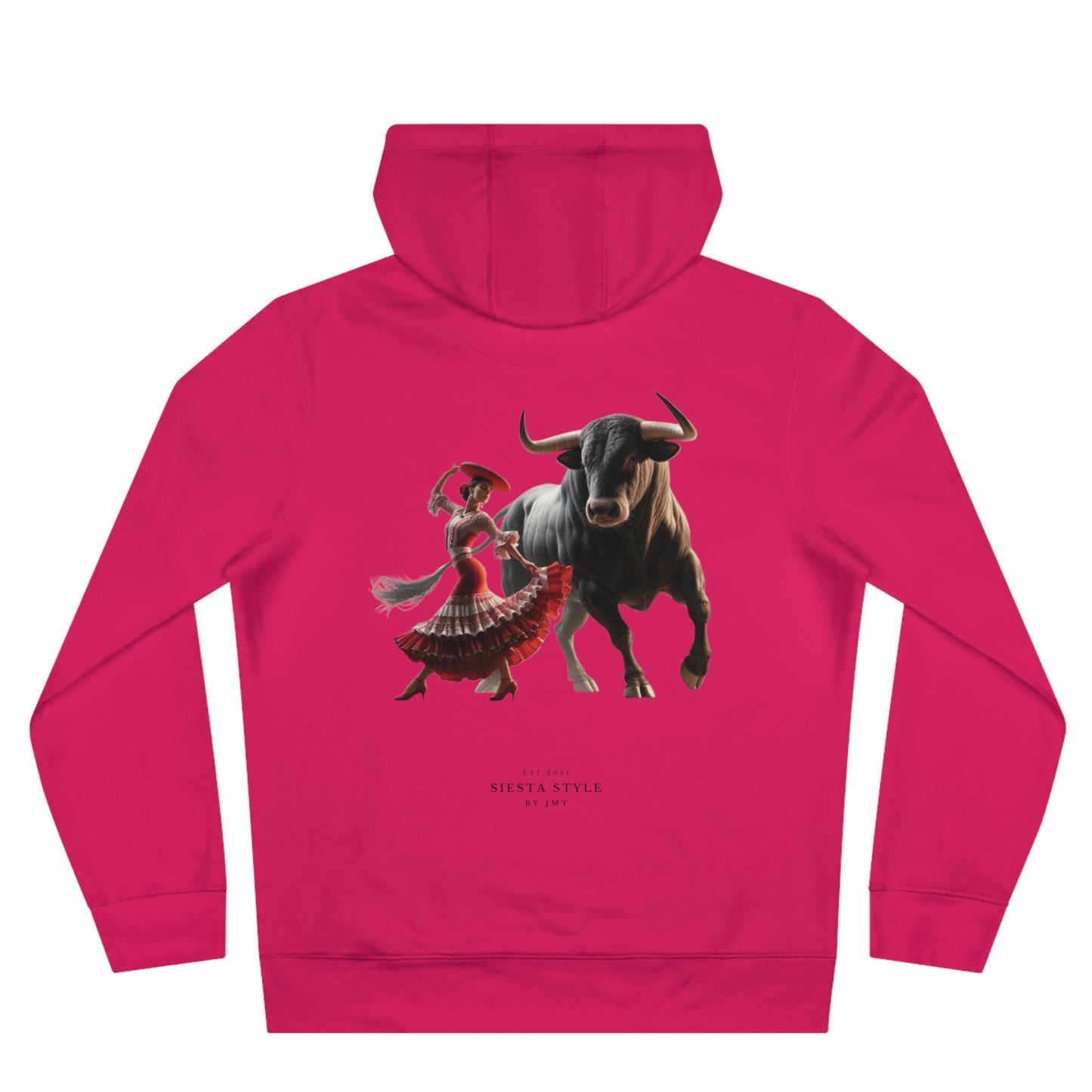 King Hooded Sweatshirt with Artistic Bull and Dancer Design