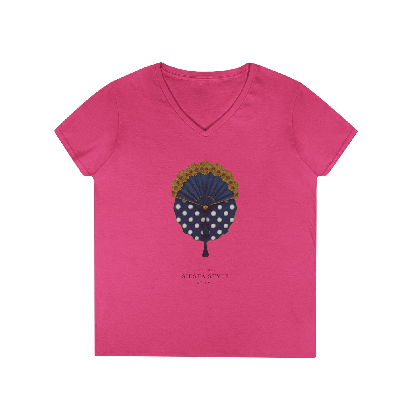 V-Neck T-Shirt - abanico flamenco