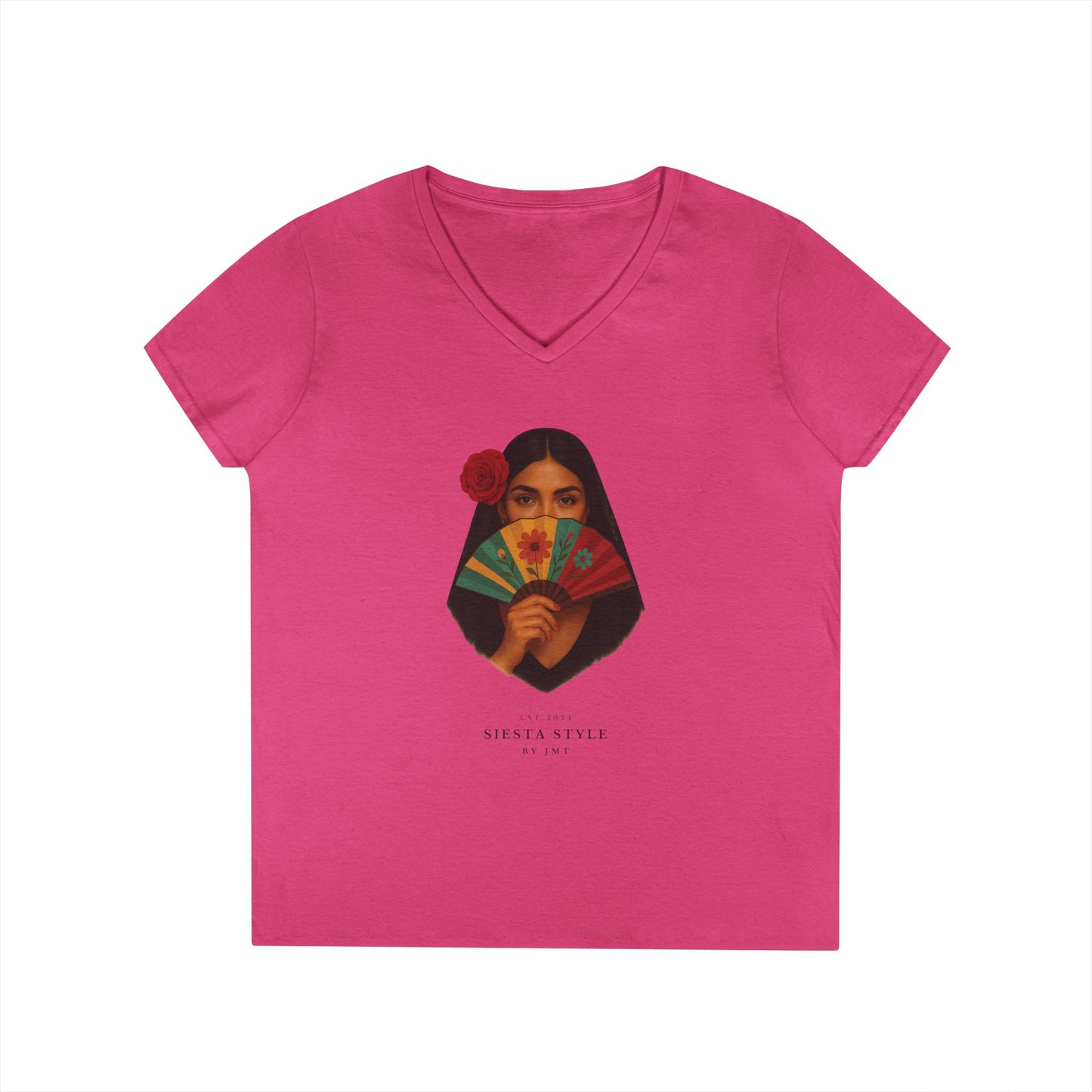 Spanish Lady T-Shirt – Unisex Cotton V-Neck for Summer & Culture | Siesta Style