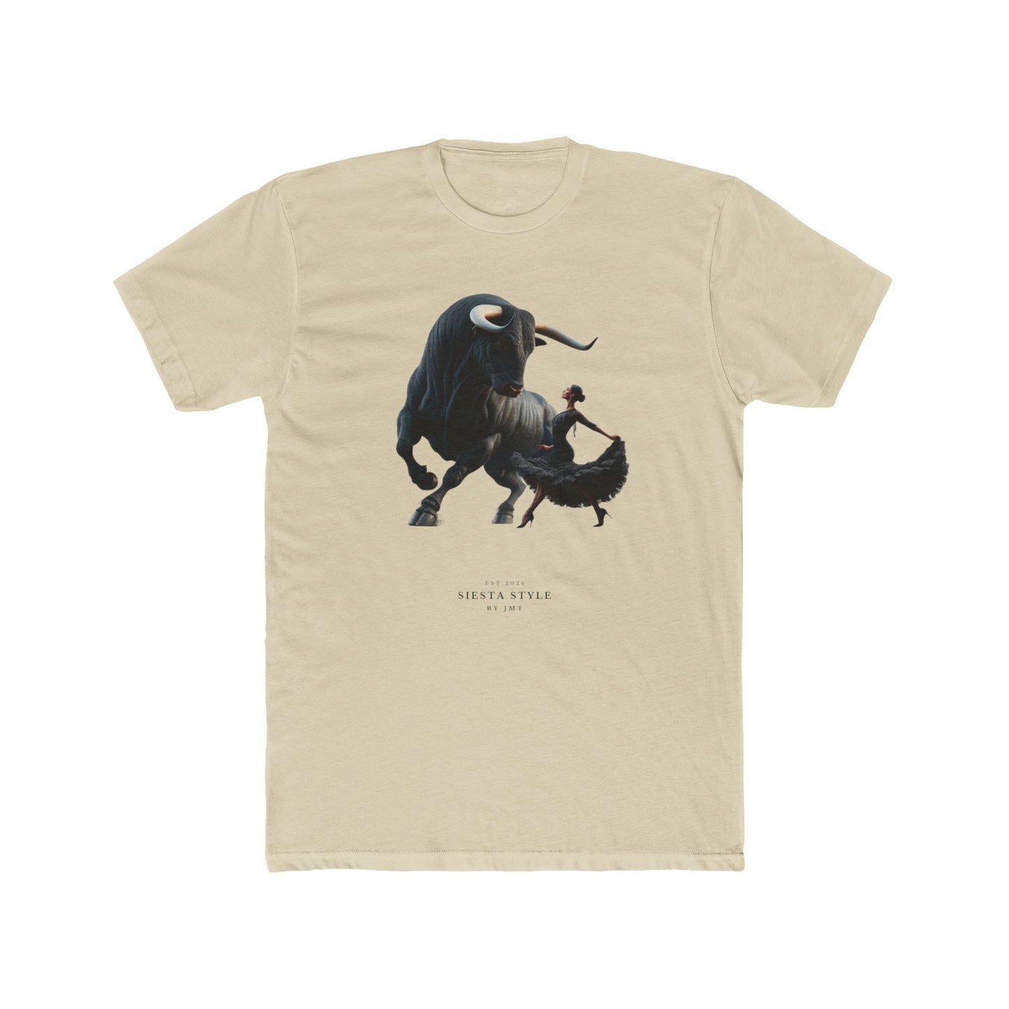 Artistic Unisex Cotton Crew Tee – Bold Bull & Dancer Design by Siesta-Style