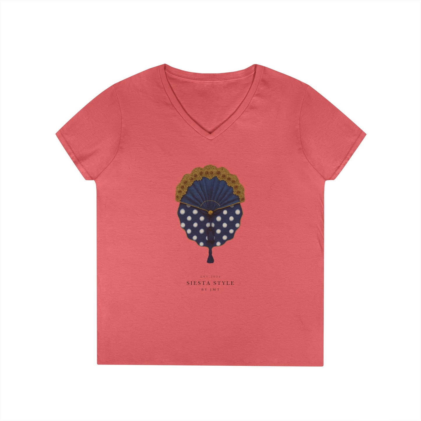 V-Neck T-Shirt - abanico flamenco