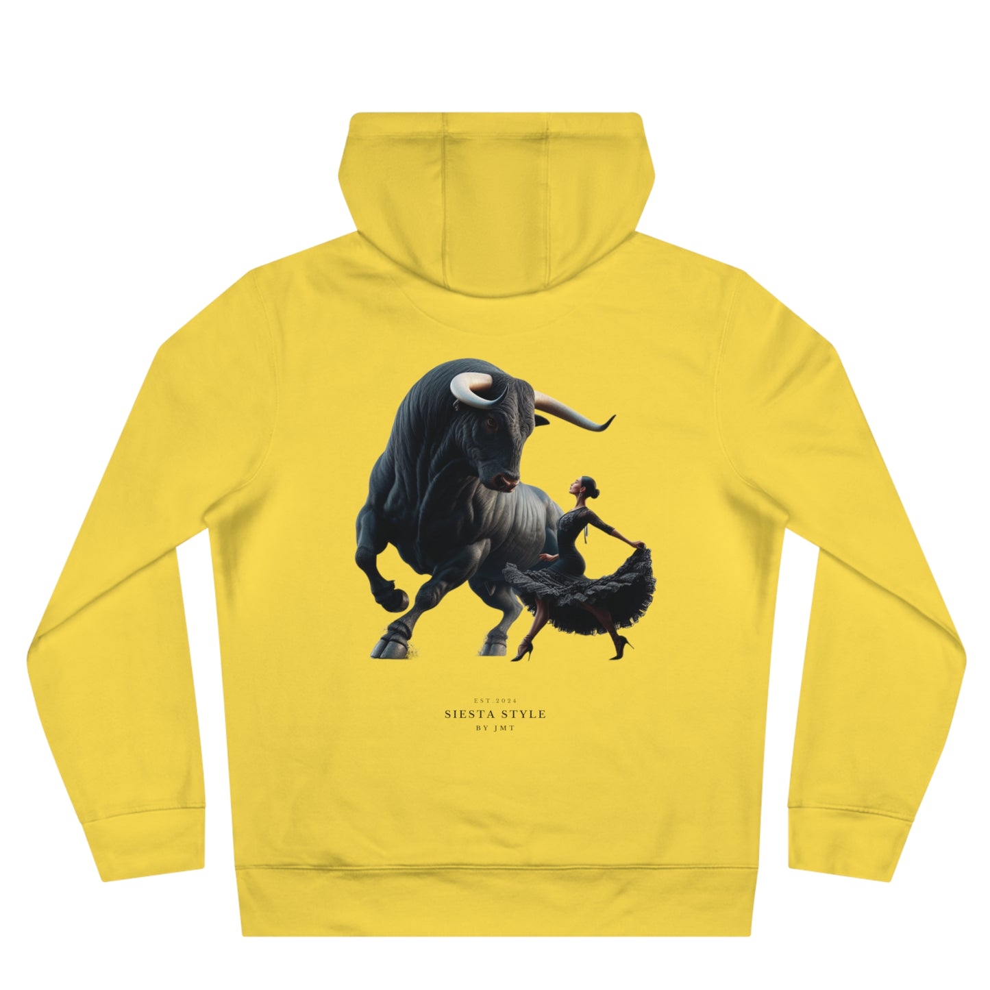 King Hooded Sweatshirt with Artistic Bull and Dancer Design