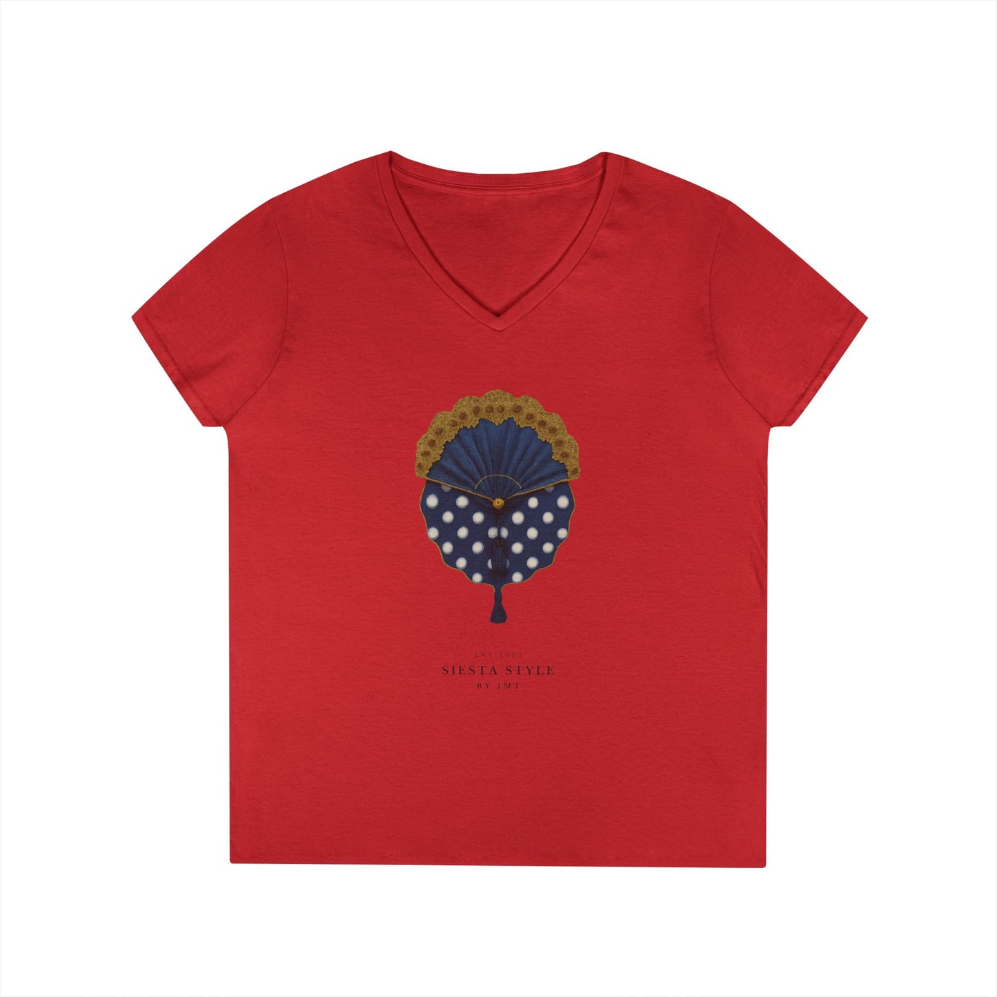 V-Neck T-Shirt - abanico flamenco
