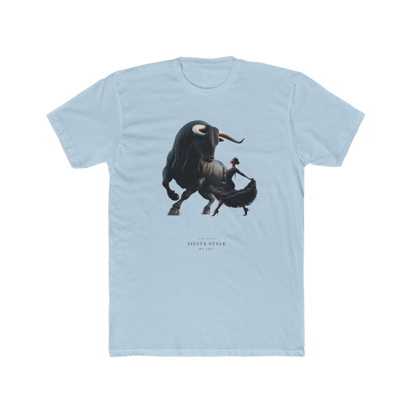 Artistic Unisex Cotton Crew Tee – Bold Bull & Dancer Design by Siesta-Style