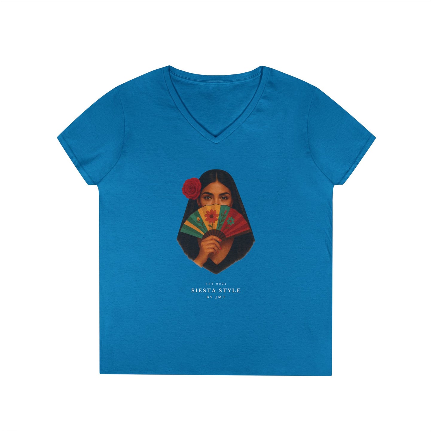 Spanish Lady T-Shirt – Unisex Cotton V-Neck for Summer & Culture | Siesta Style