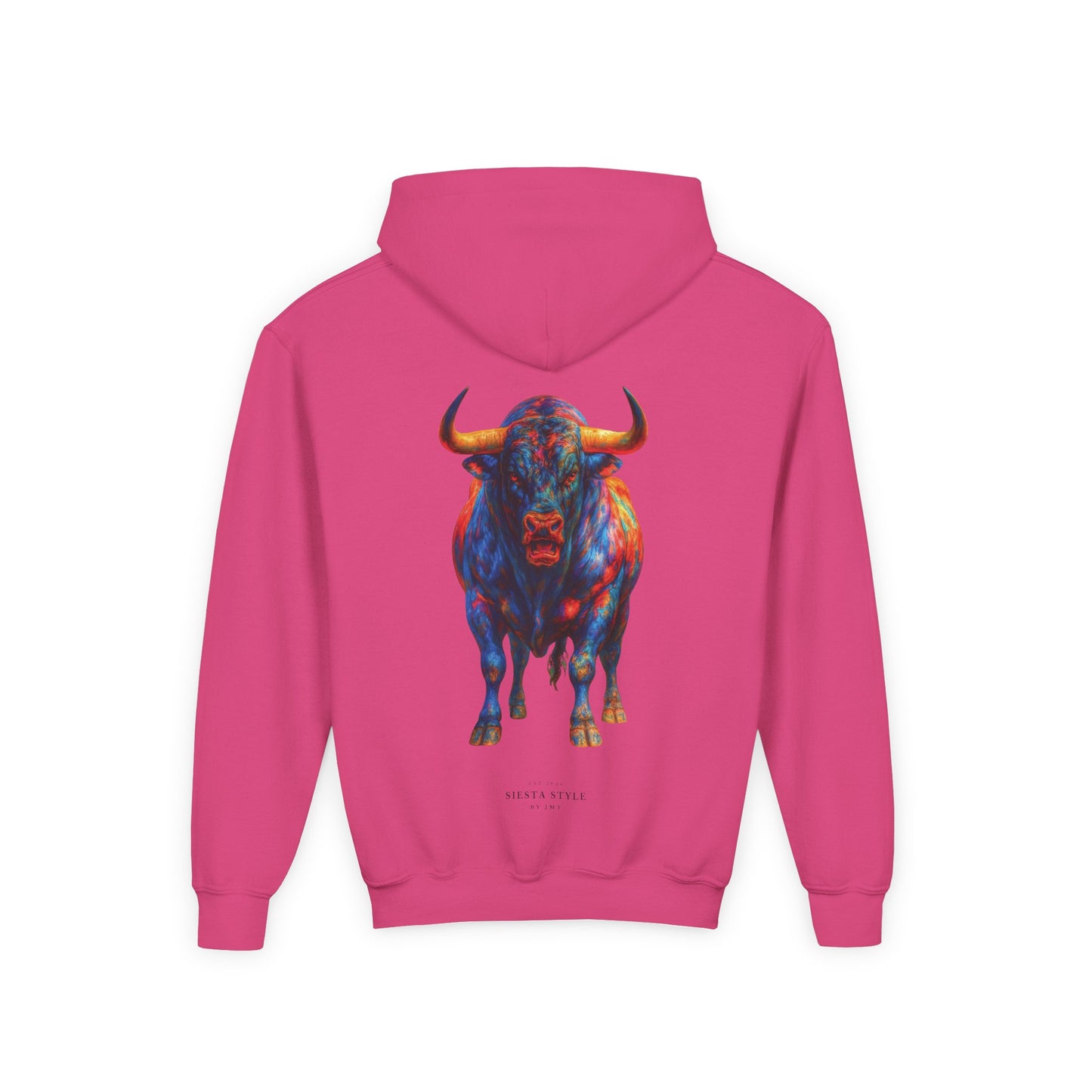 Colorful Bull Youth Hoodie, Vibrant Graphic Sweatshirt for Kids