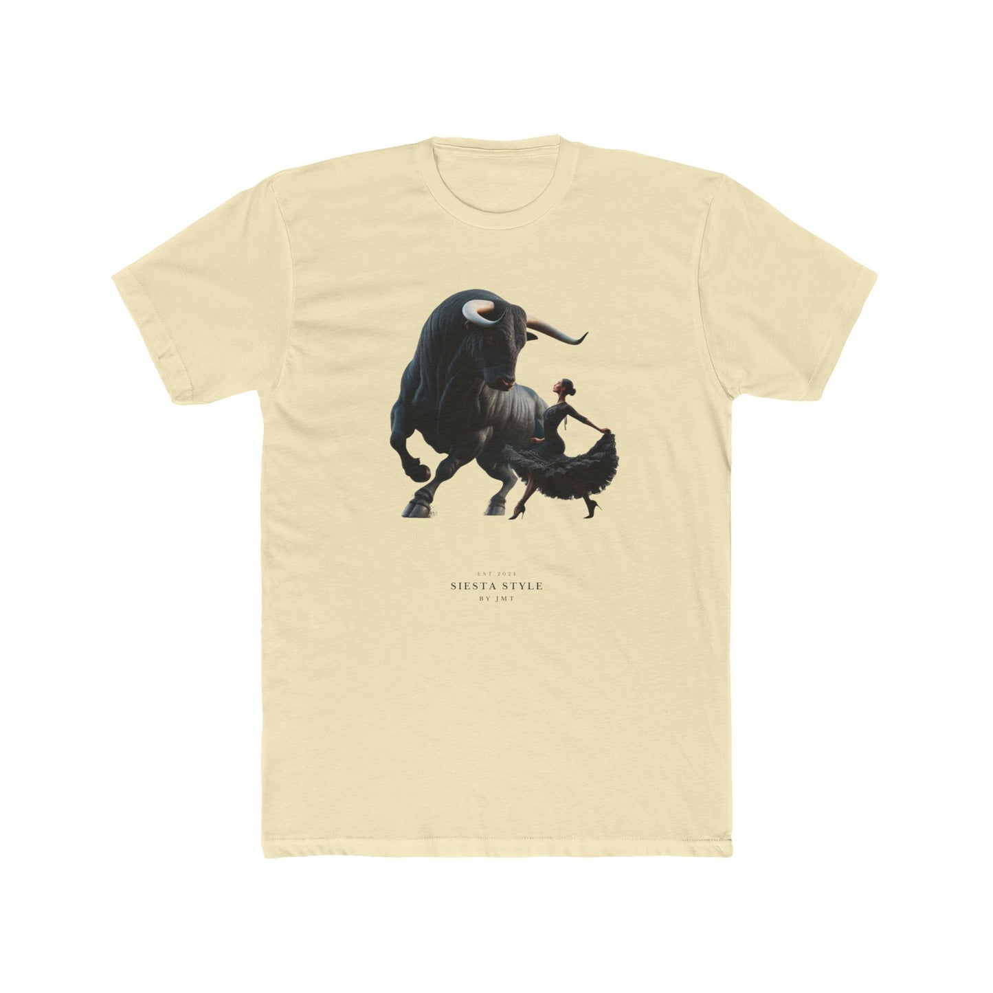 Artistic Unisex Cotton Crew Tee – Bold Bull & Dancer Design by Siesta-Style