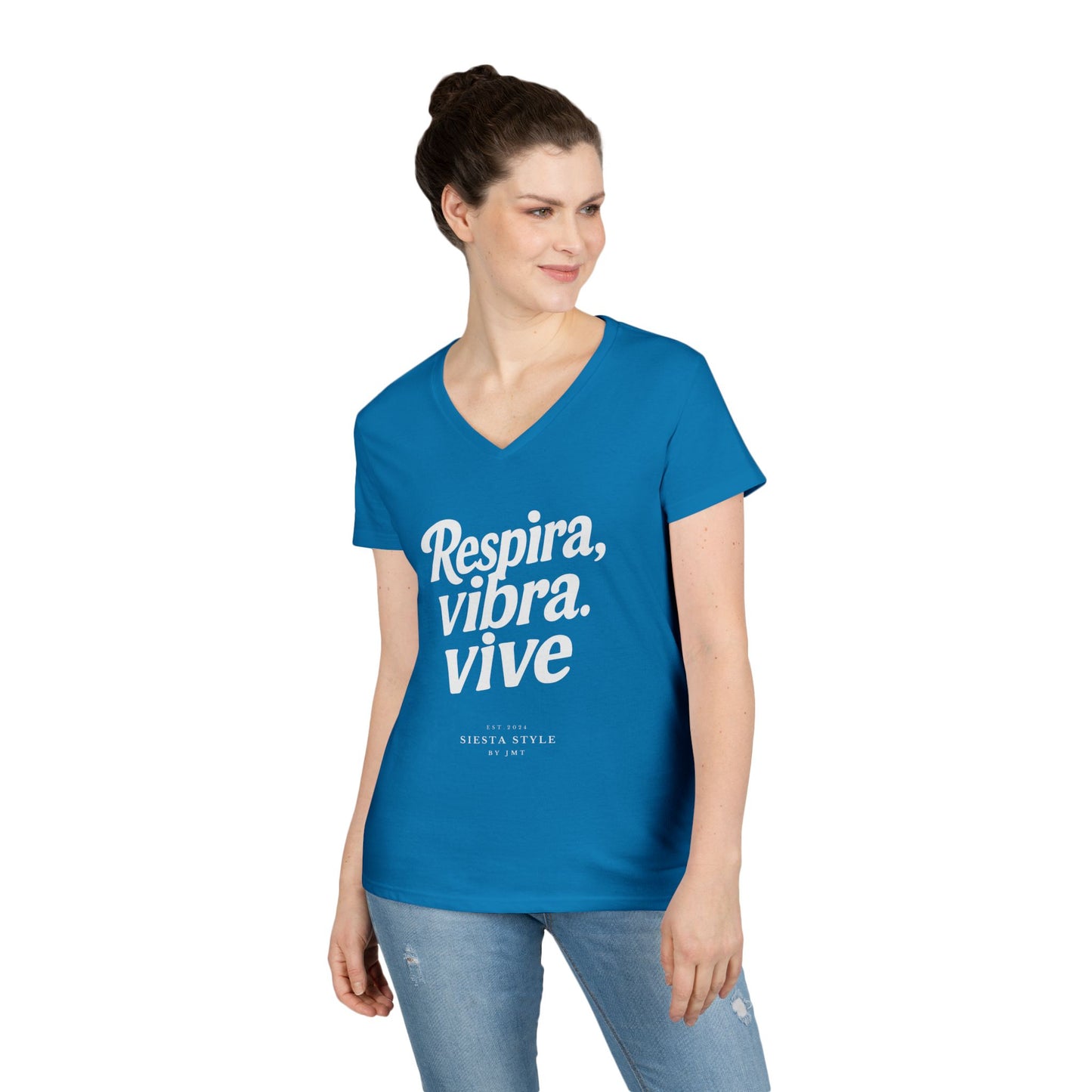 Tshirt V-Tee - Respira, vibra. vive (Breathe. Feel. Live)
