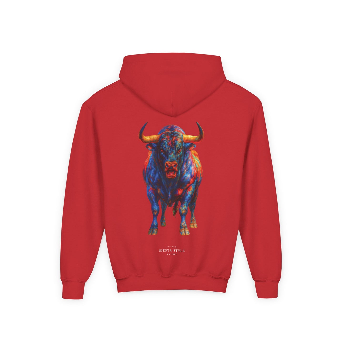 Colorful Bull Youth Hoodie, Vibrant Graphic Sweatshirt for Kids
