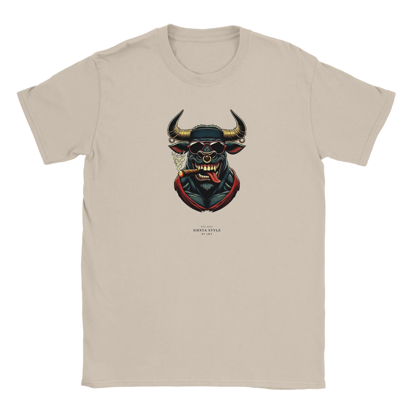 Sand T-shirt with bull street art style design “Loco Torro”