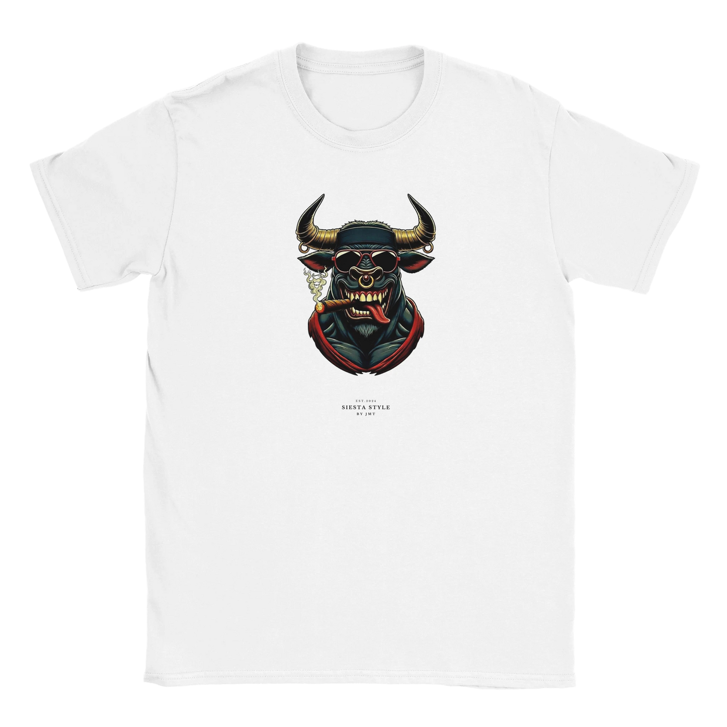 White T-shirt with bull street art style design “Loco Torro”