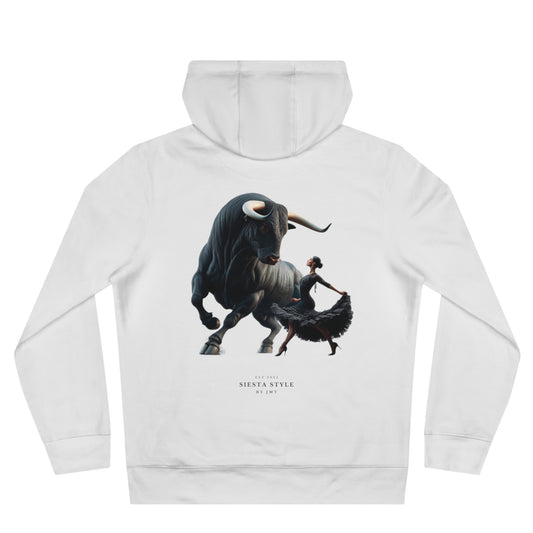 King Hooded Sweatshirt with Artistic Bull and Dancer Design