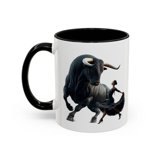 Tasse mit spanischem Motiv – Flamenco-Tänzerin und Stier 
